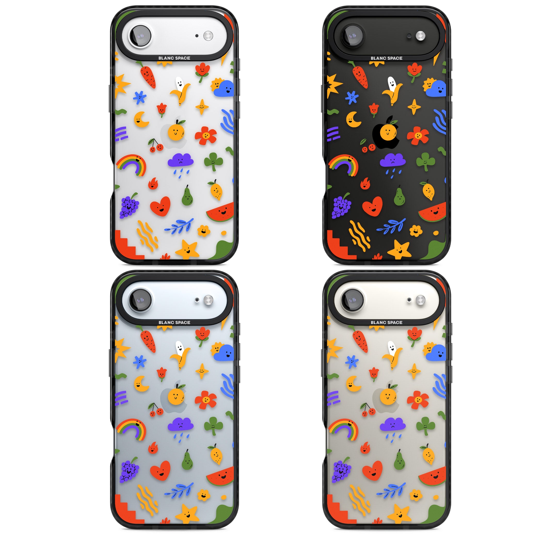 Quirky Cute Icon Pattern iPhone 17 Air Impact Black Phone Case APT Impact Protection