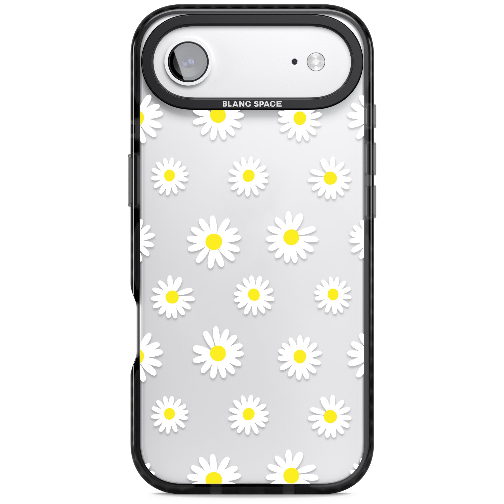Personalised White Daisy Pattern iPhone 17 Air Impact Black Phone Case