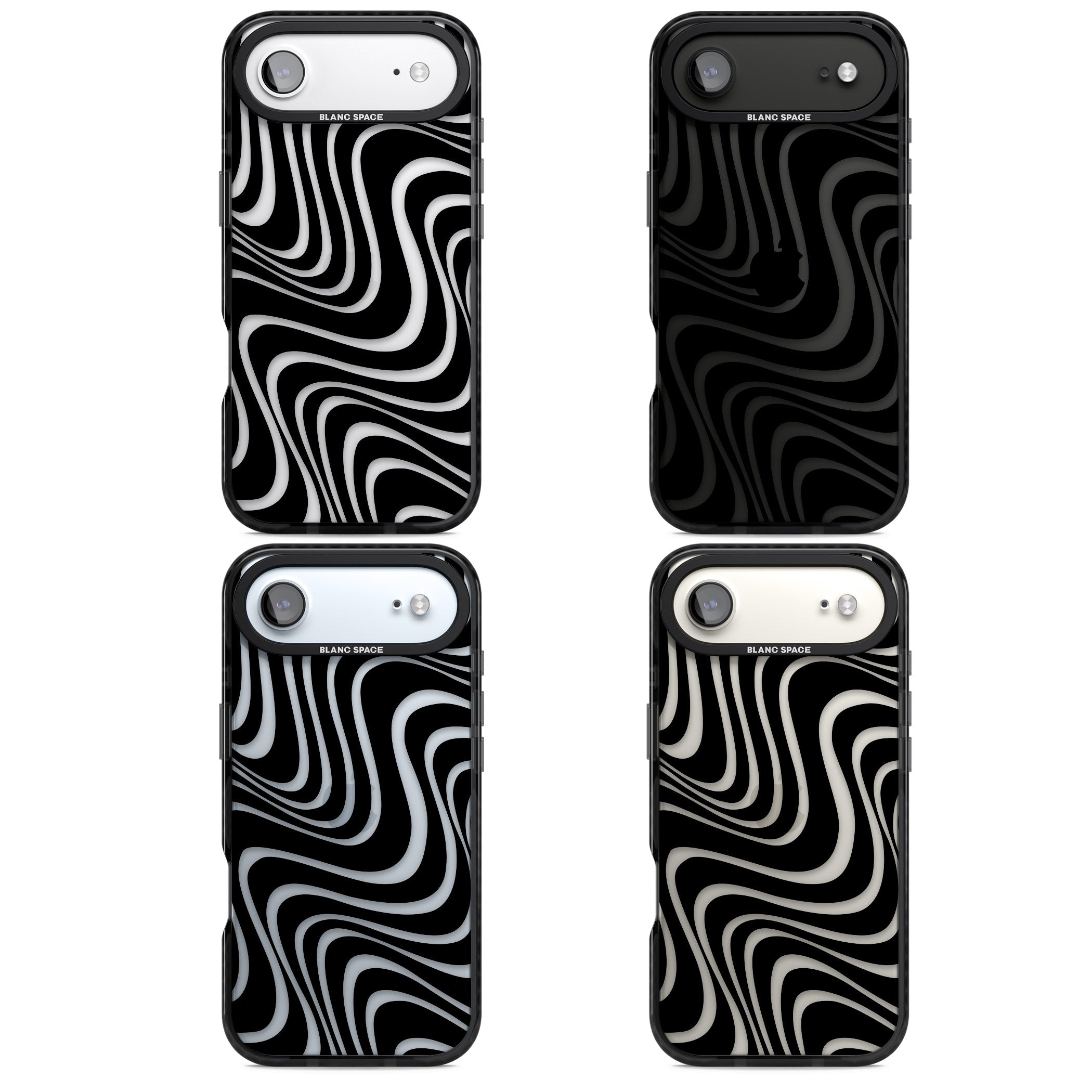 Abstract Waves iPhone 17 Air Impact Black Phone Case APT Impact Protection
