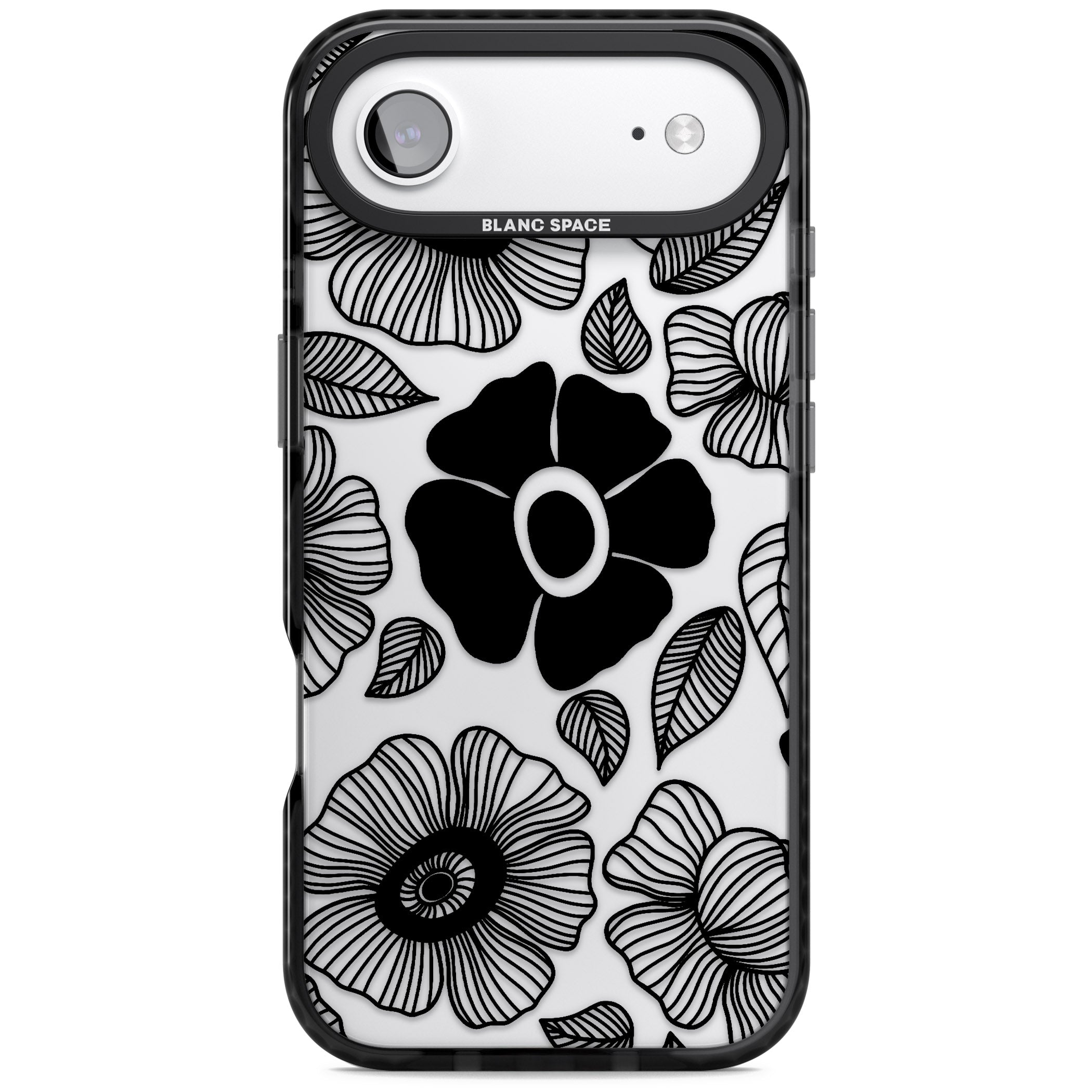 Black Flowers iPhone 17 Air Impact Black Phone Case