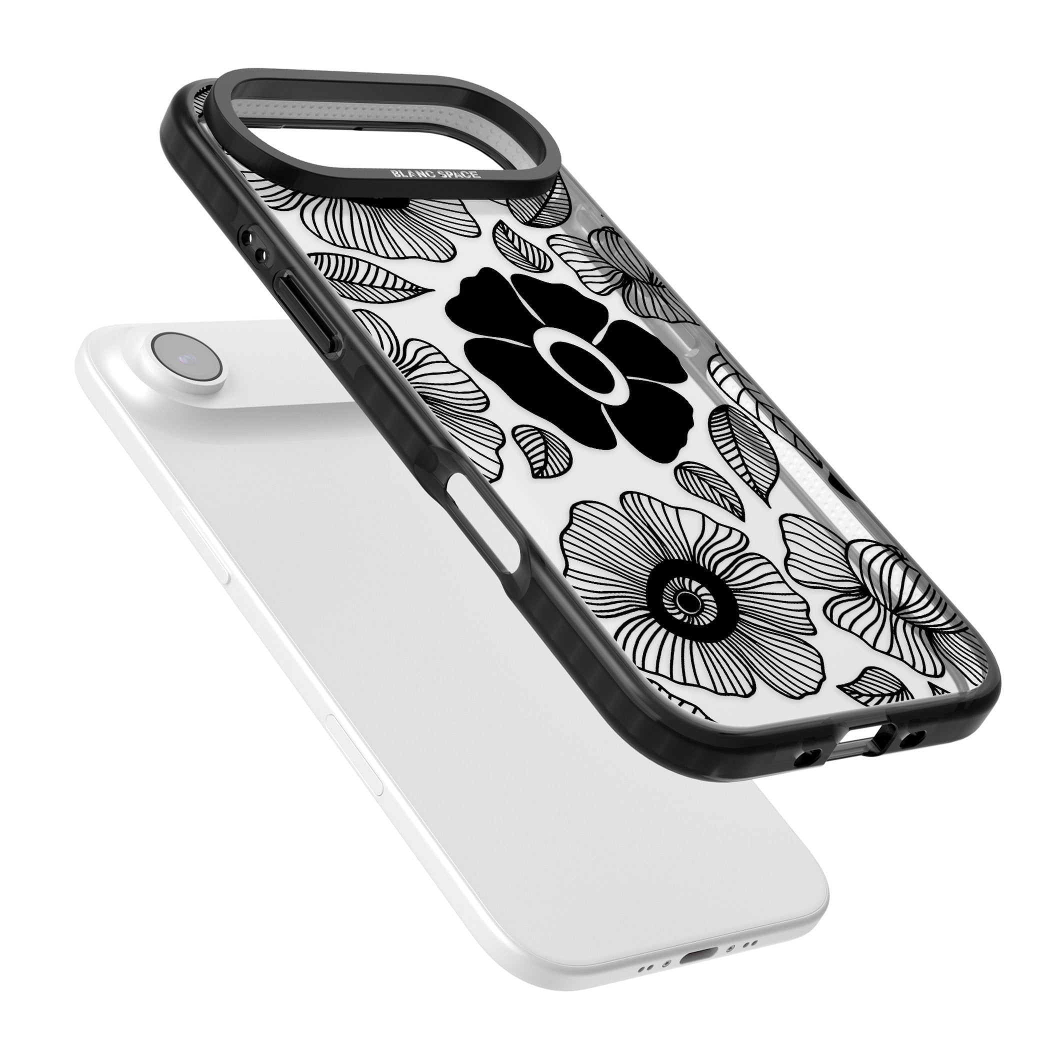 Black Flowers iPhone 17 Air Impact Black Phone Case Colours