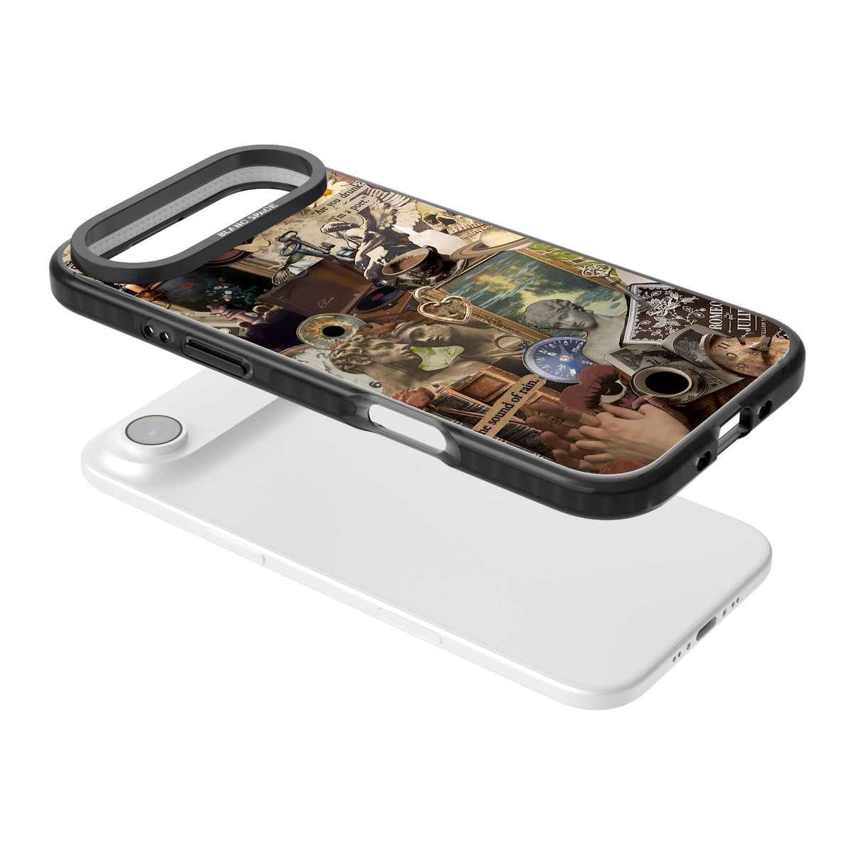 Vintage Academia Collage iPhone Air Impact Black Phone Case angled