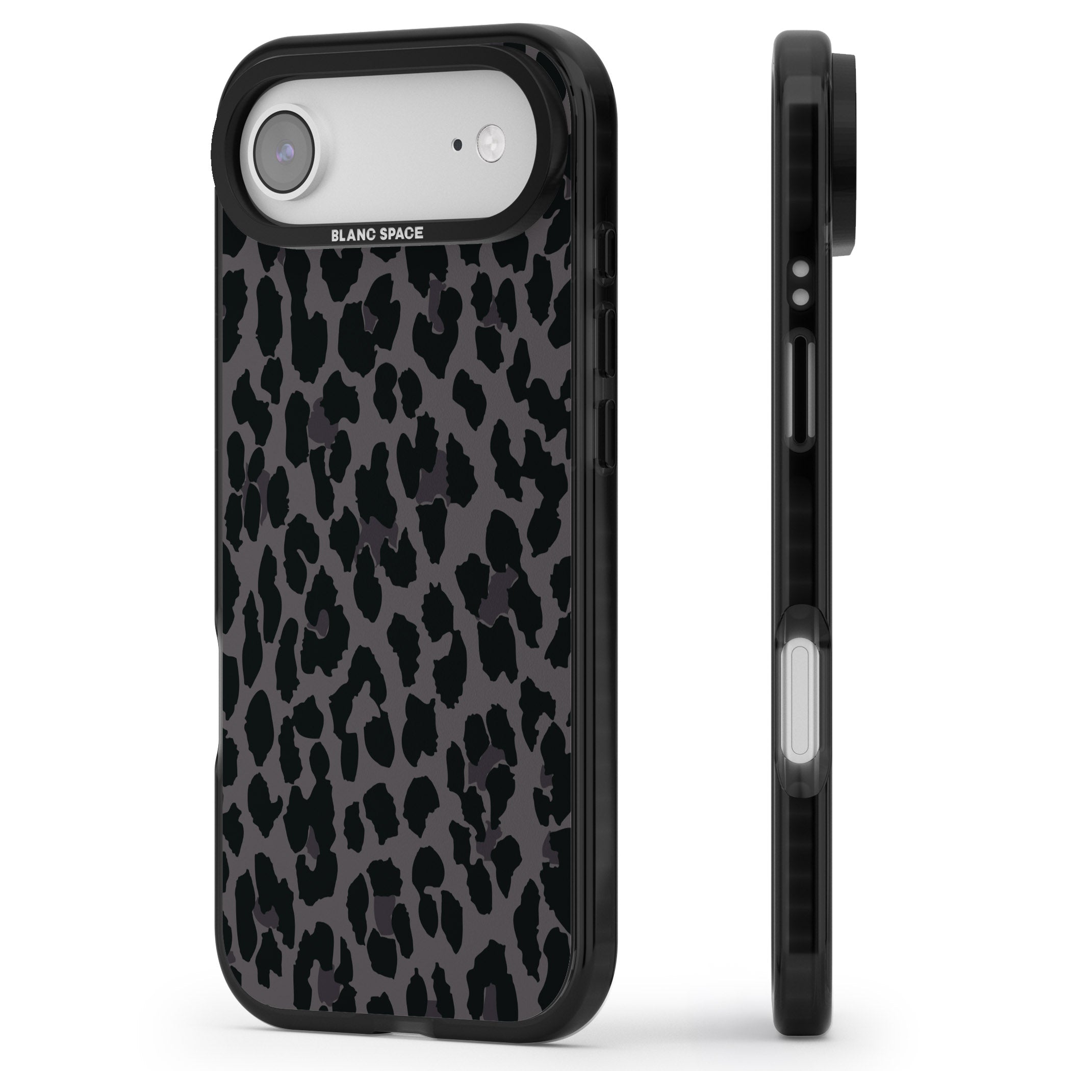 Dark Leopard Print iPhone 17 Air Impact Black Phone Case Side Profile