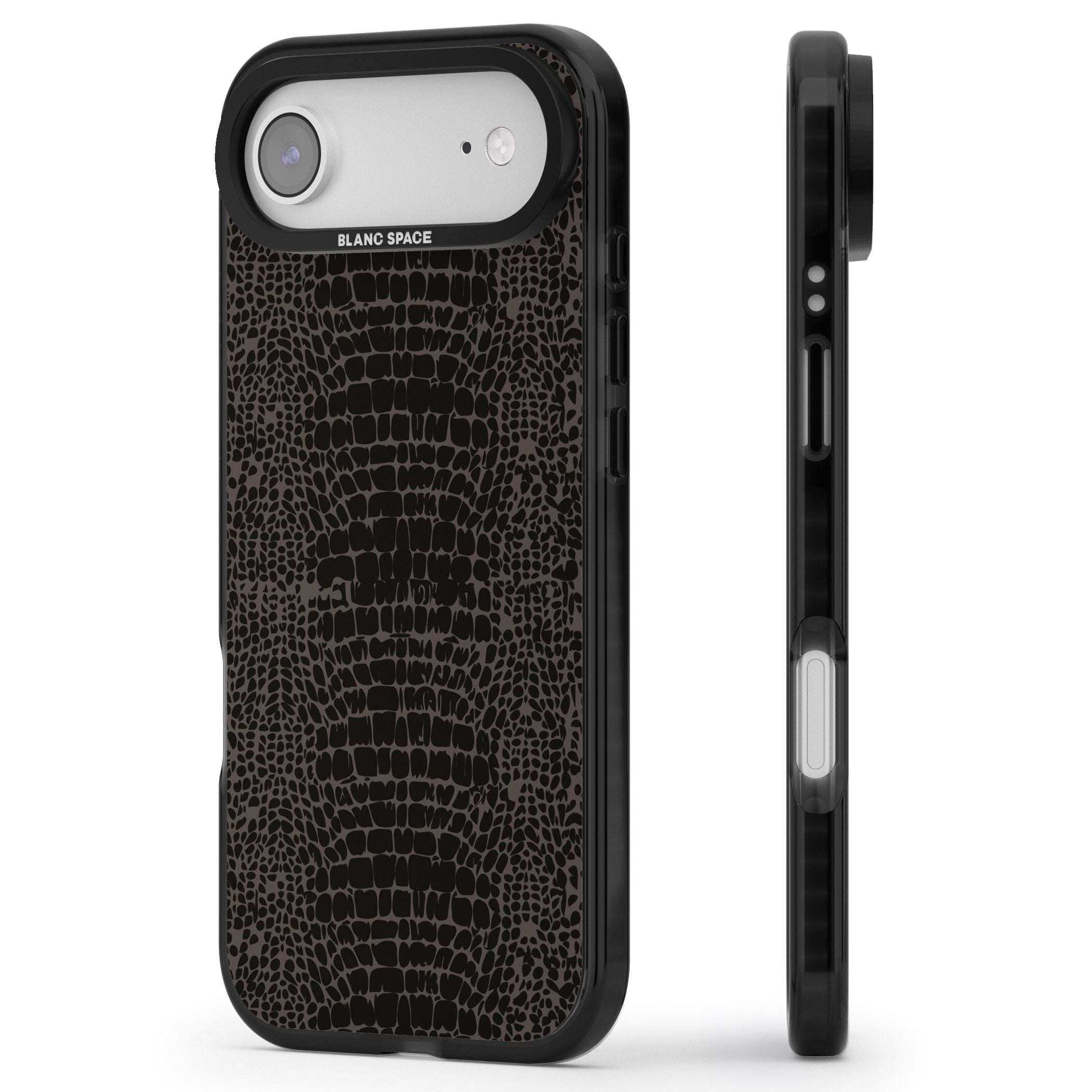 Dark Animal Print Snake Skin iPhone 17 Air Impact Black Phone Case Side Profile