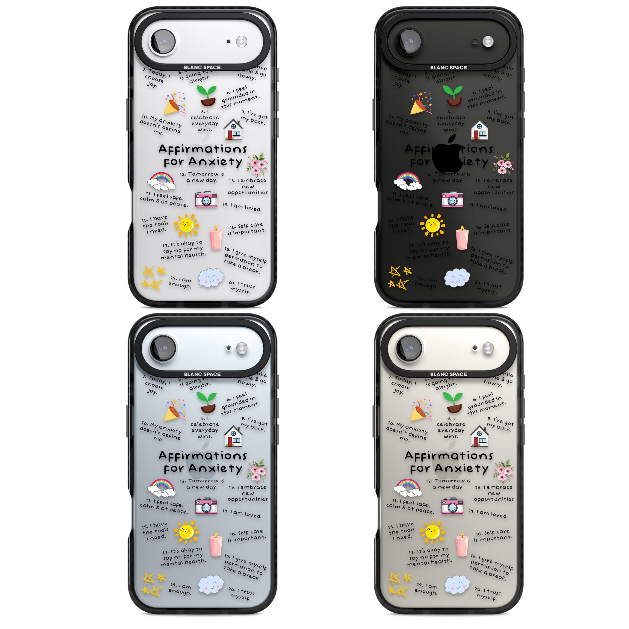 Anxiety Black Text iPhone 17 Air Impact Black Phone Case APT Impact Protection