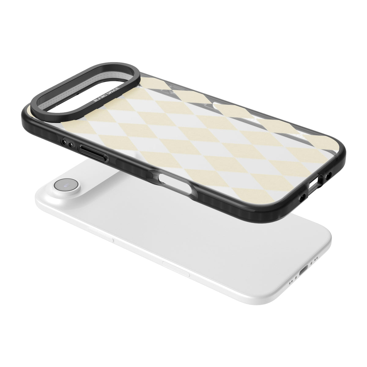 Beige Diamonds iPhone Air Impact Black Phone Case angled