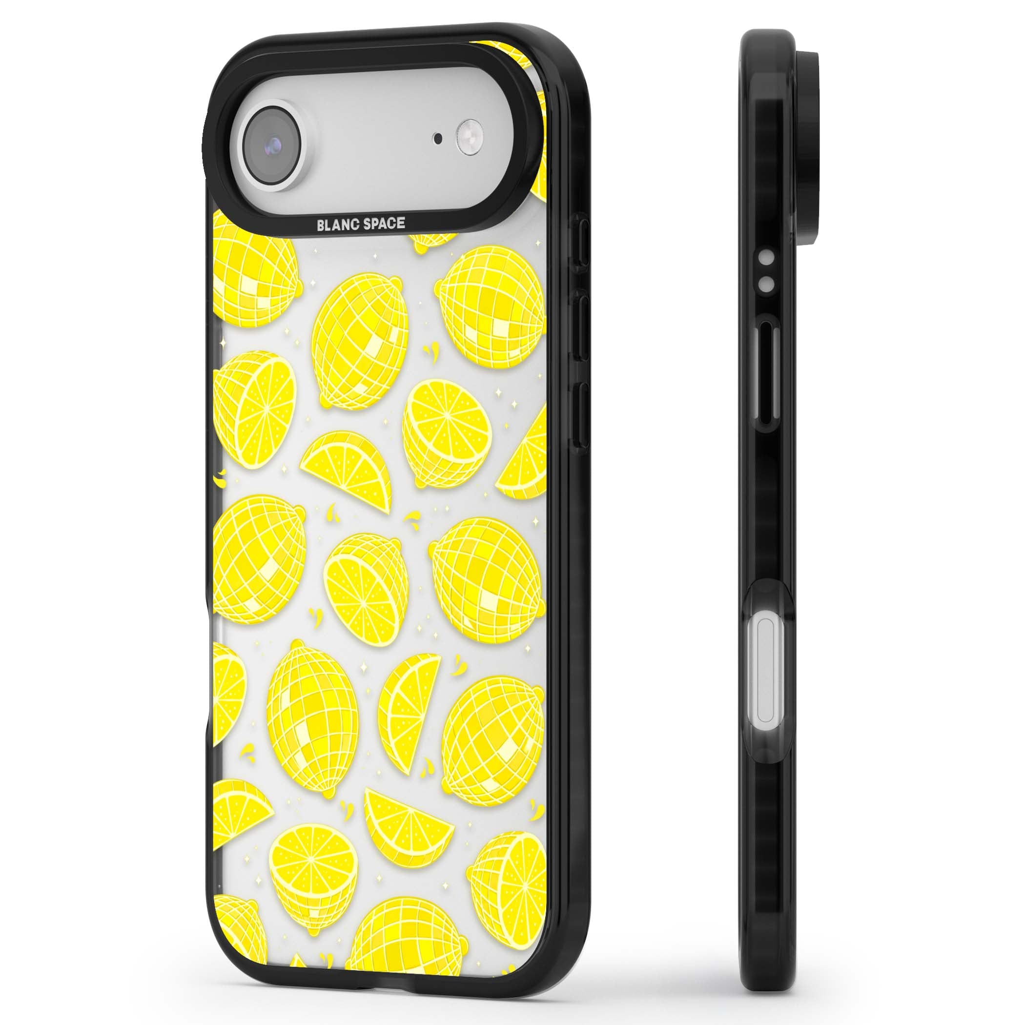Disco Lemons citrus iPhone case featuring mirrorball lemons, sliced fruit and sparkle accents | Clear Impact case for iPhone Air