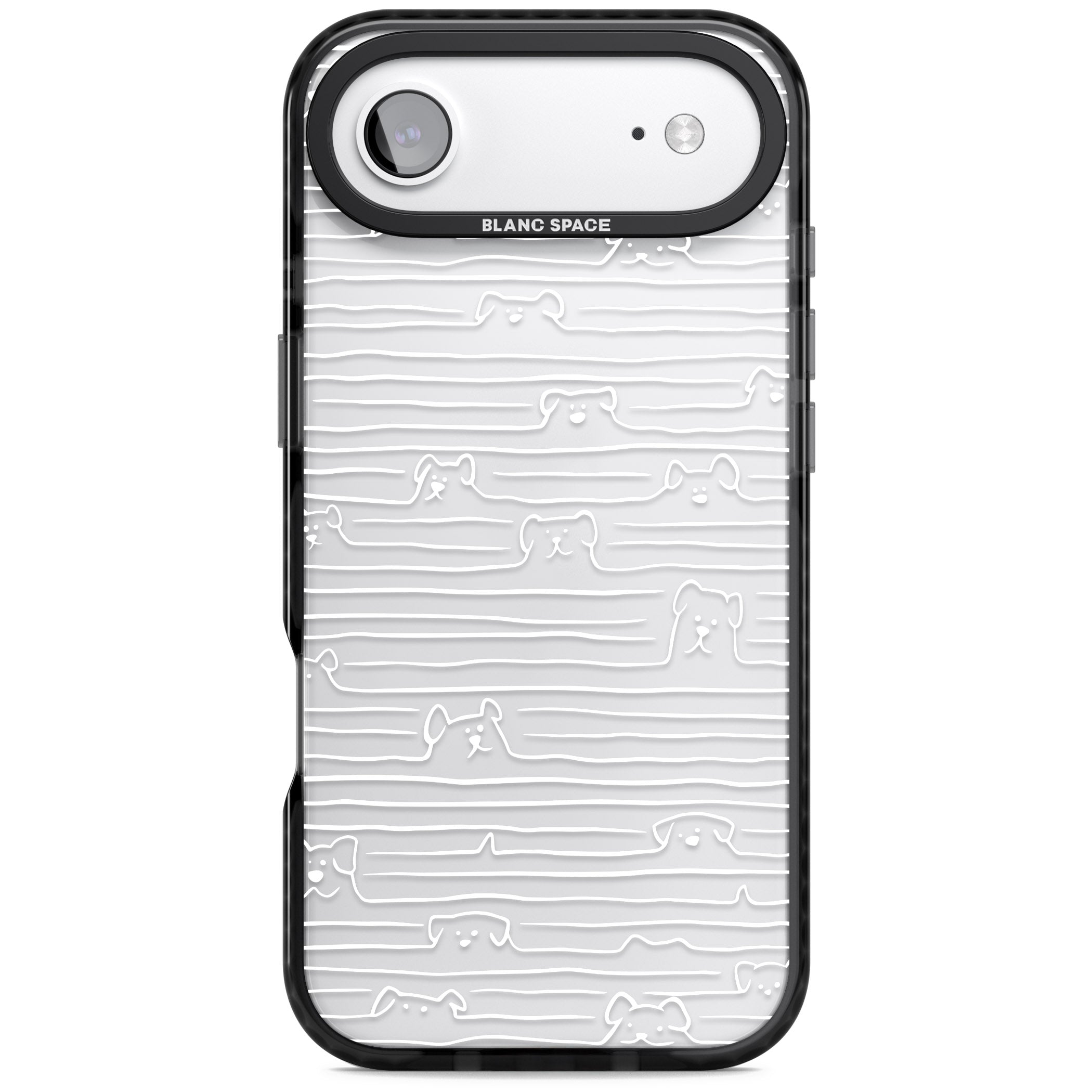 Dog Line Art White iPhone 17 Air Impact Black Phone Case