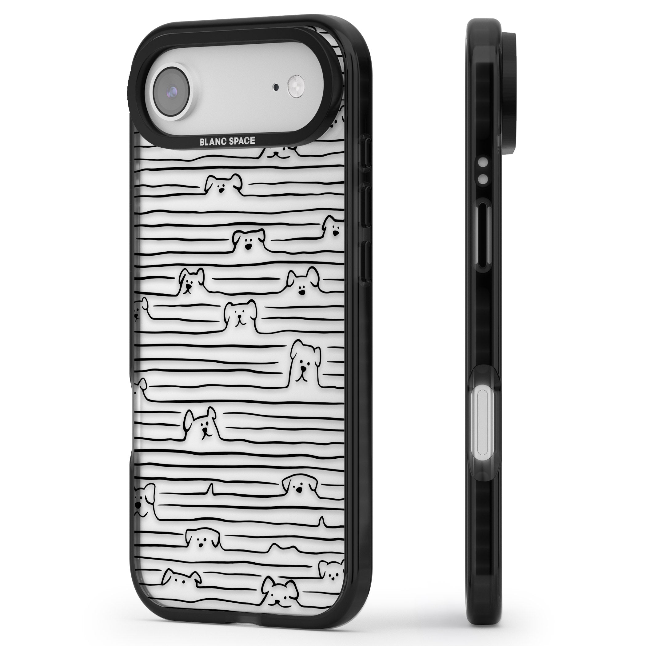 Dog Line Art Black iPhone 17 Air Impact Black Phone Case Side Profile