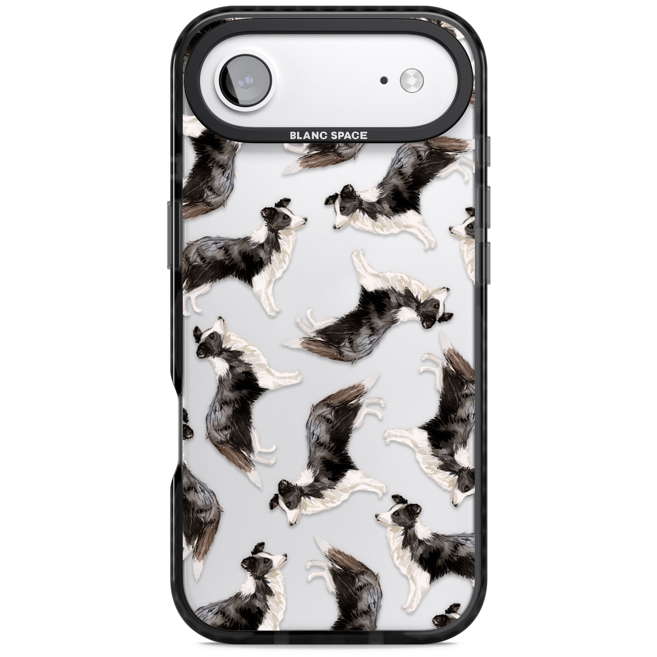 Border Collie Pattern Watercolour iPhone 17 Air Impact Black Phone Case