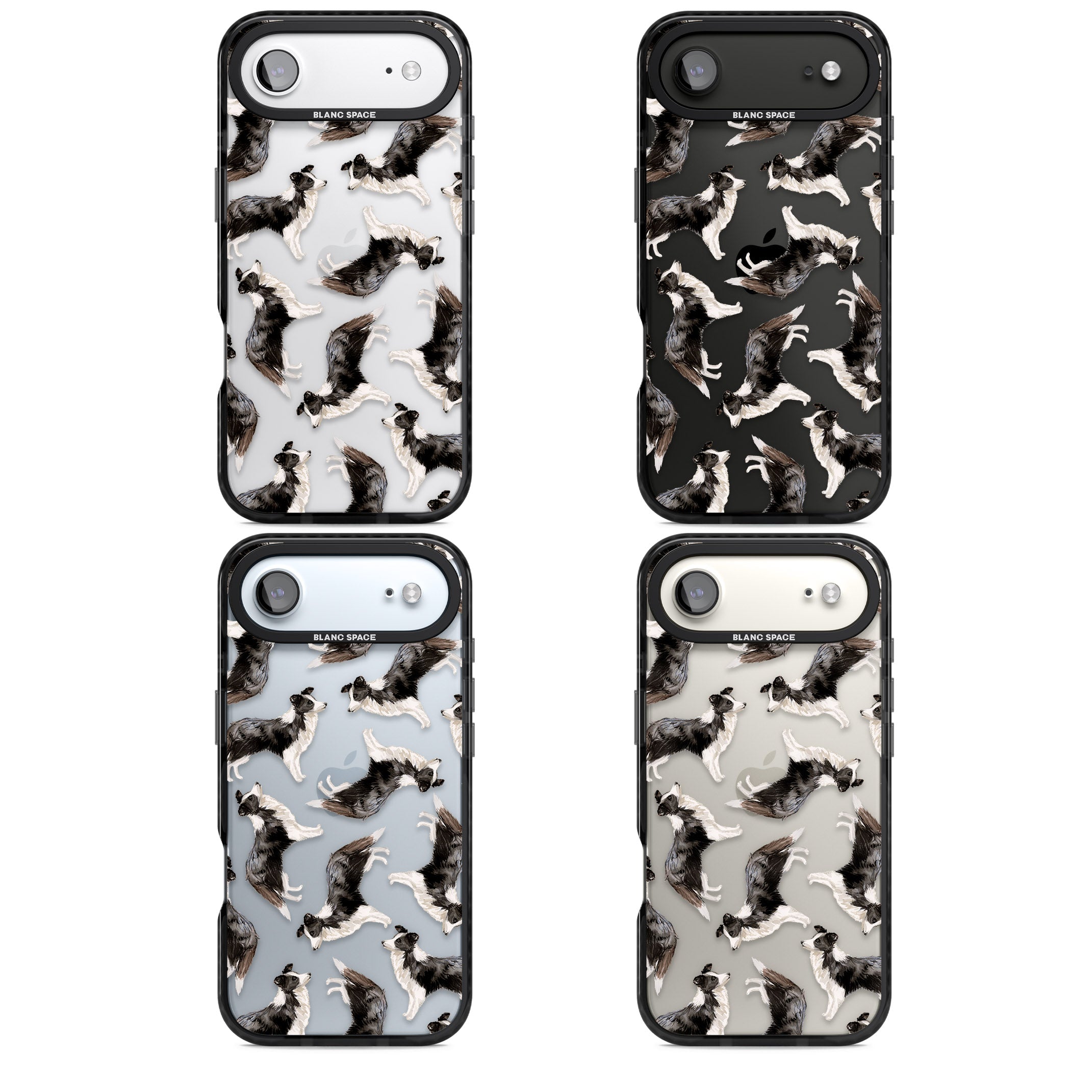Border Collie Pattern Watercolour iPhone 17 Air Impact Black Phone Case APT Impact Protection