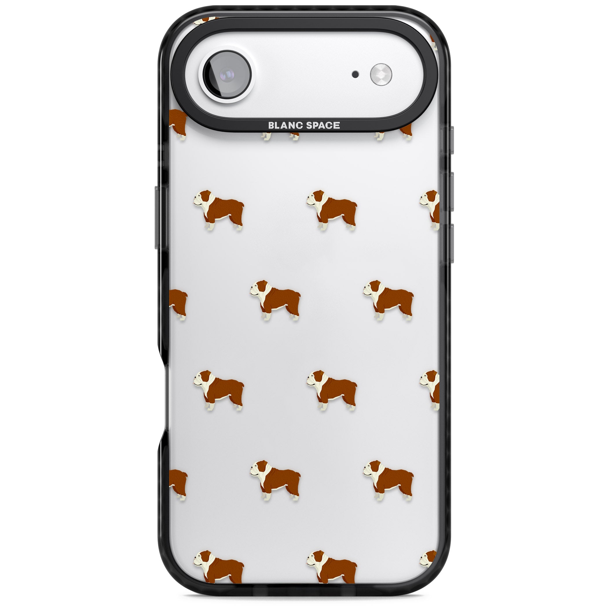 Bulldog Pattern Clear iPhone 17 Air Impact Black Phone Case