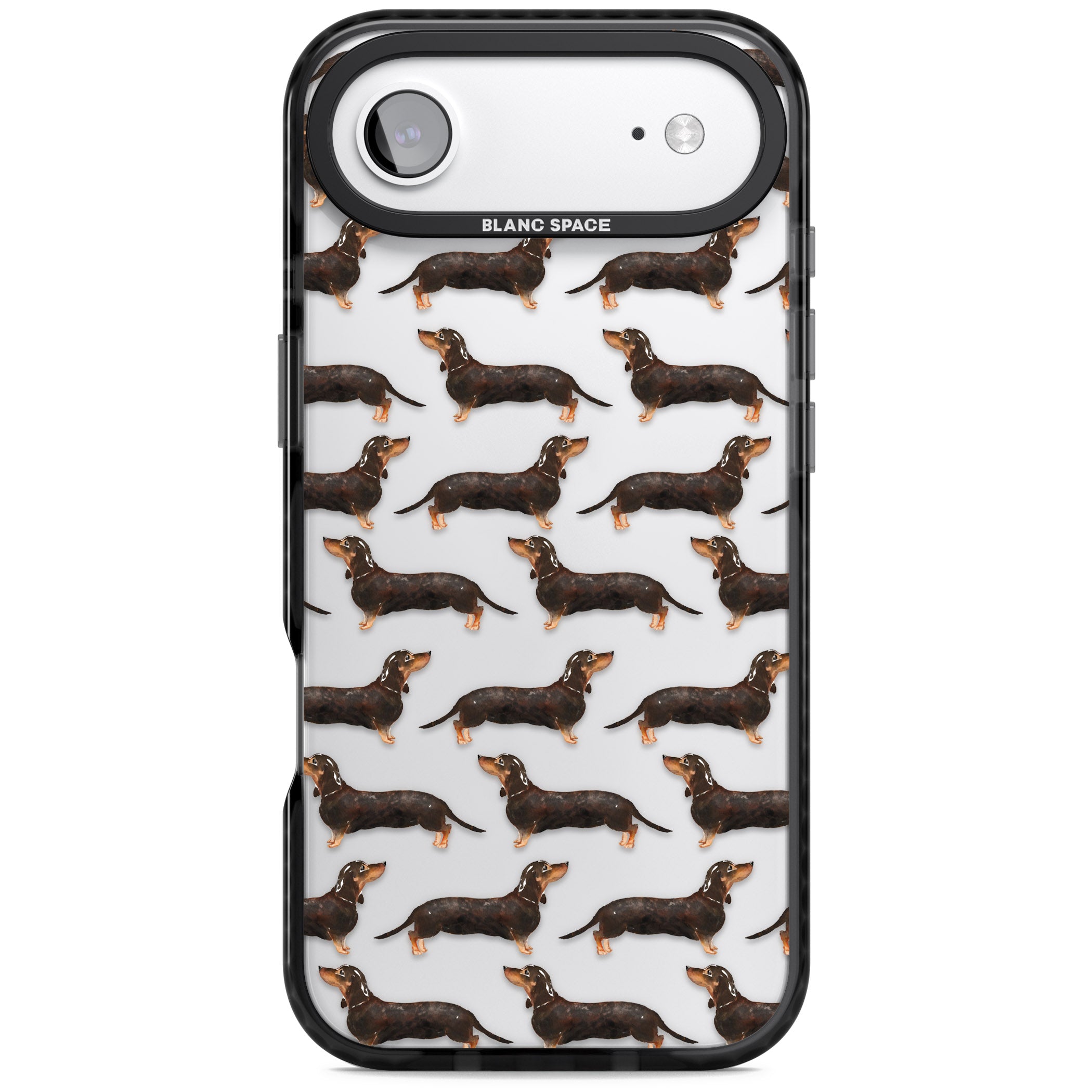 Dachshund Pattern Black Tan iPhone 17 Air Impact Black Phone Case