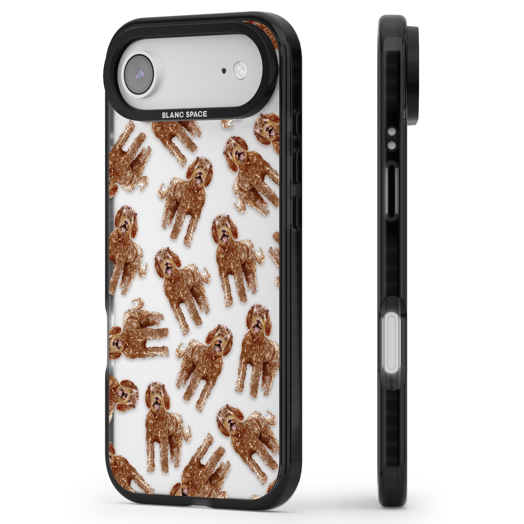 Labradoodle Brown Pattern iPhone 17 Air Impact Black Phone Case Side Profile