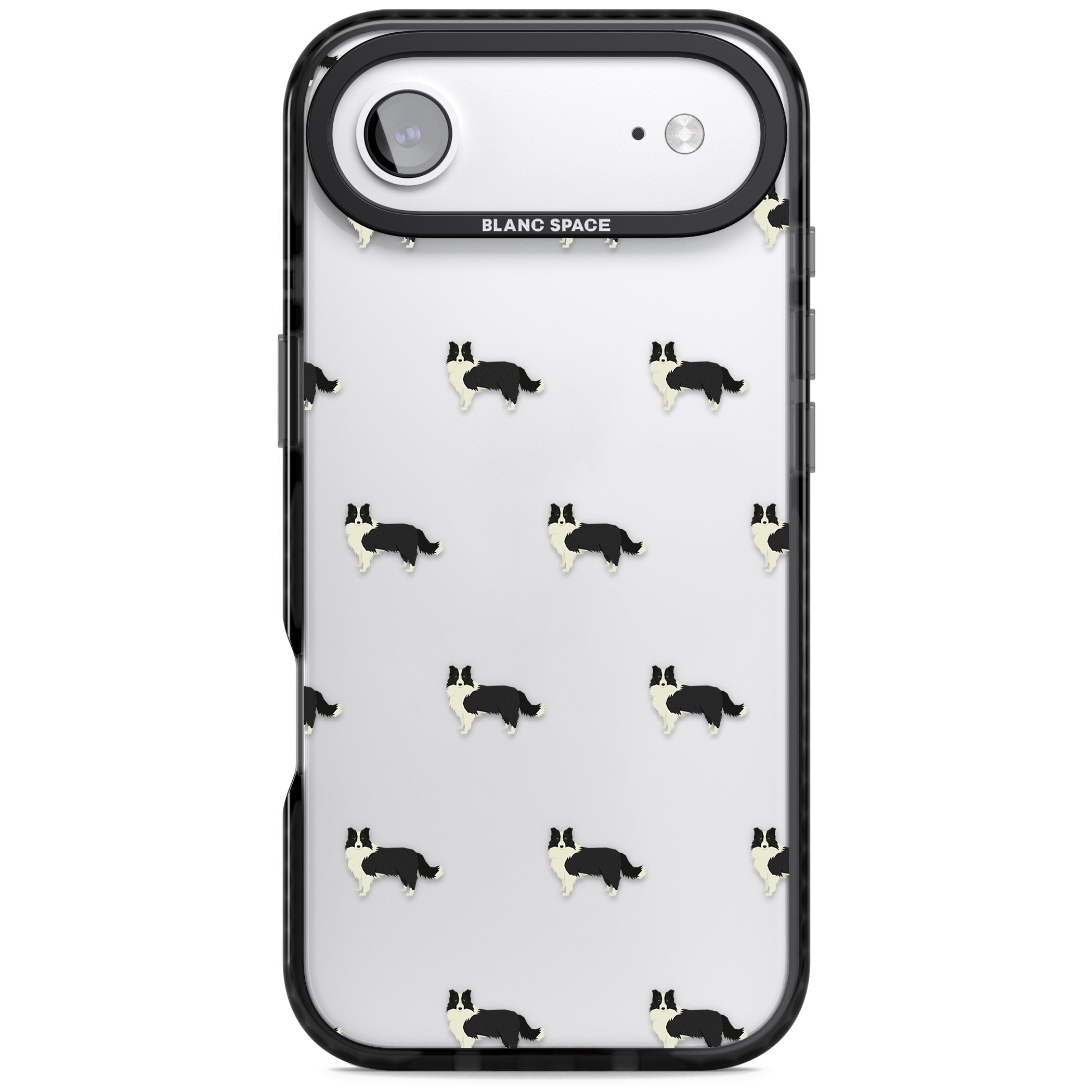 Border Collie Pattern Clear iPhone 17 Air Impact Black Phone Case