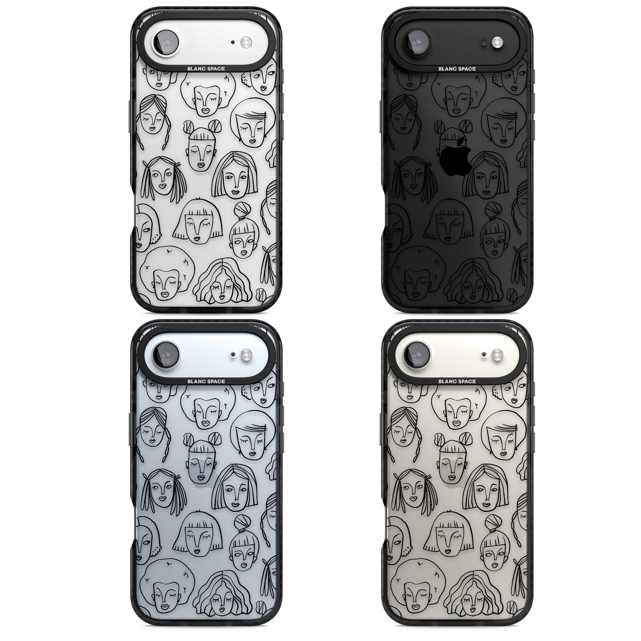 Doodle Face iPhone 17 Air Impact Black Phone Case APT Impact Protection