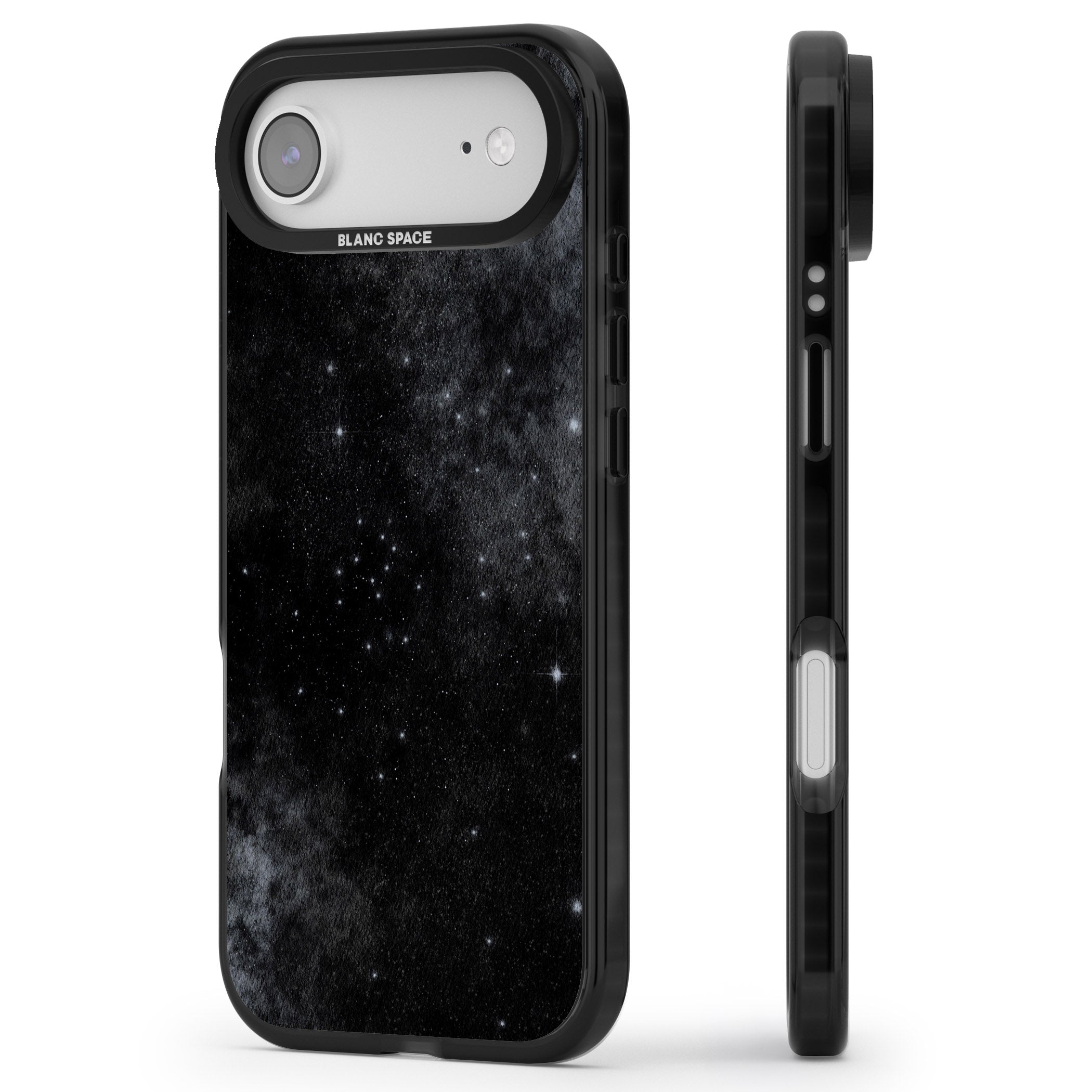 Night Sky Galaxies: Shimmering Stars iPhone 17 Air Impact Black Phone Case Side Profile