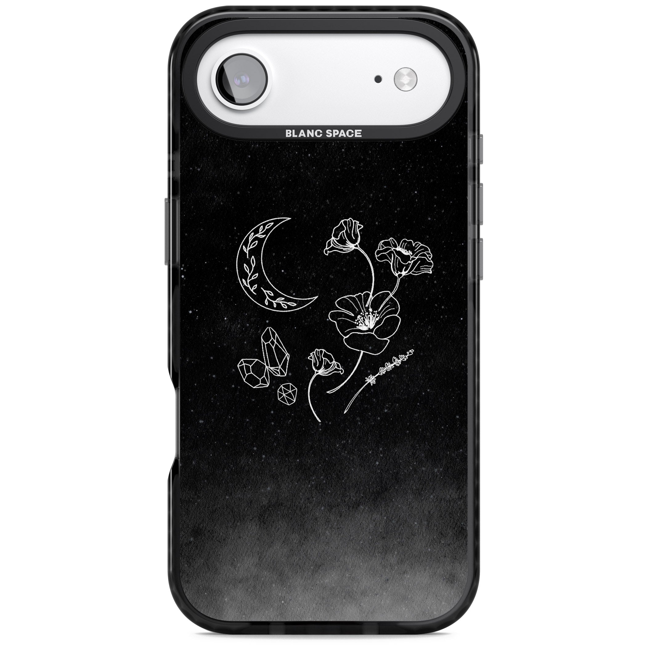 Midnight Moon Botanic iPhone 17 Air Impact Black Phone Case