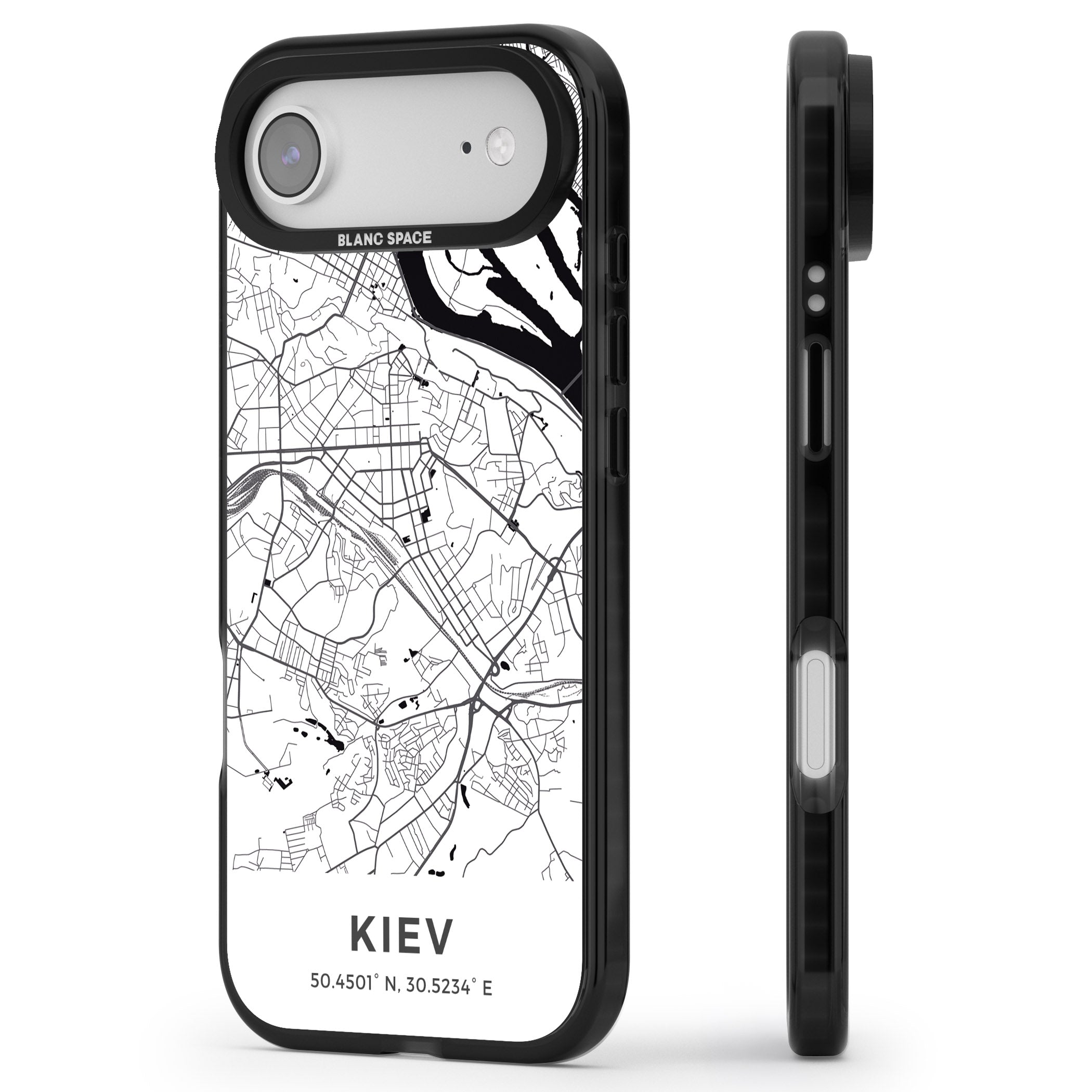 Kiev Map iPhone 17 Air Impact Black Phone Case Side Profile