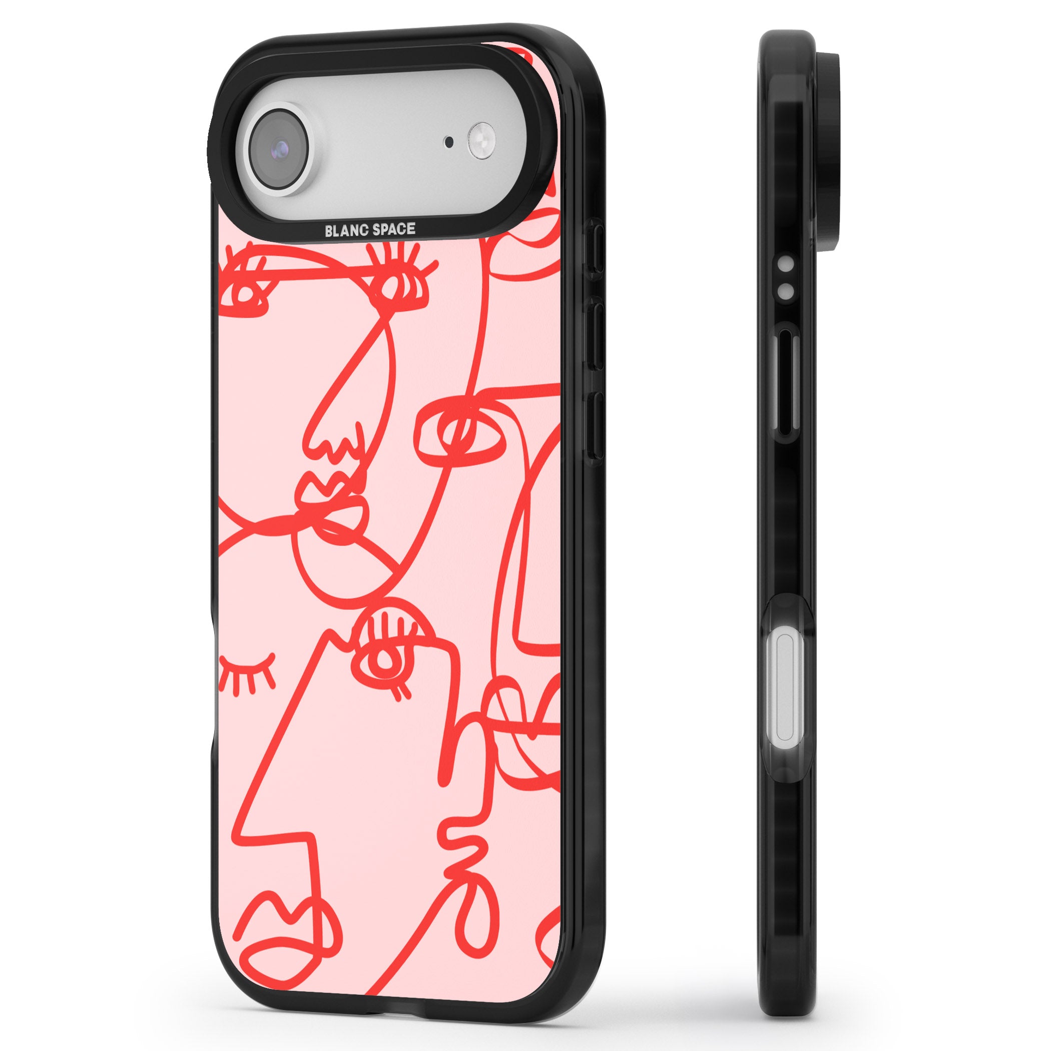 Red Line Art iPhone 17 Air Impact Black Phone Case Side Profile