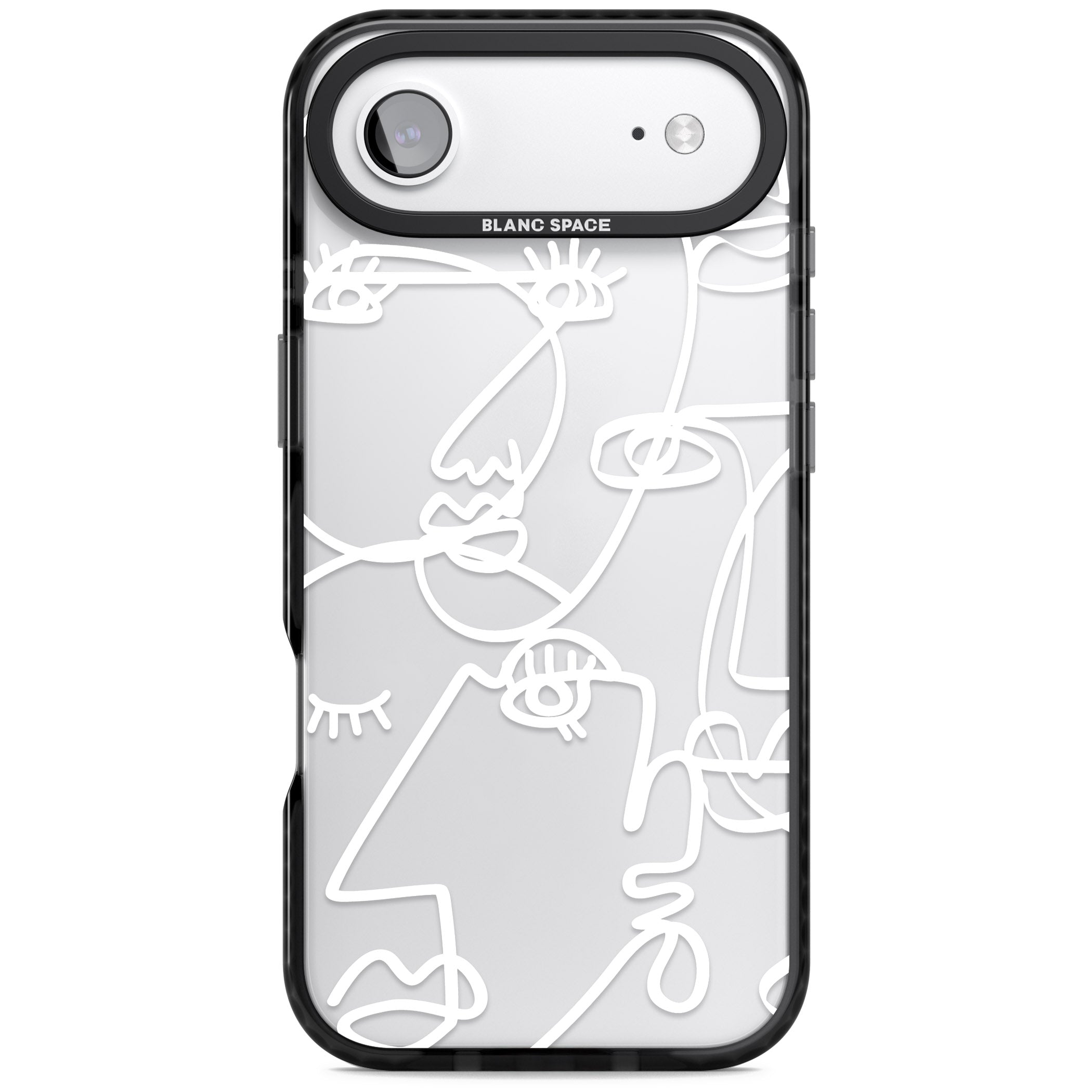Abstract Line Art White Clear iPhone 17 Air Impact Black Phone Case