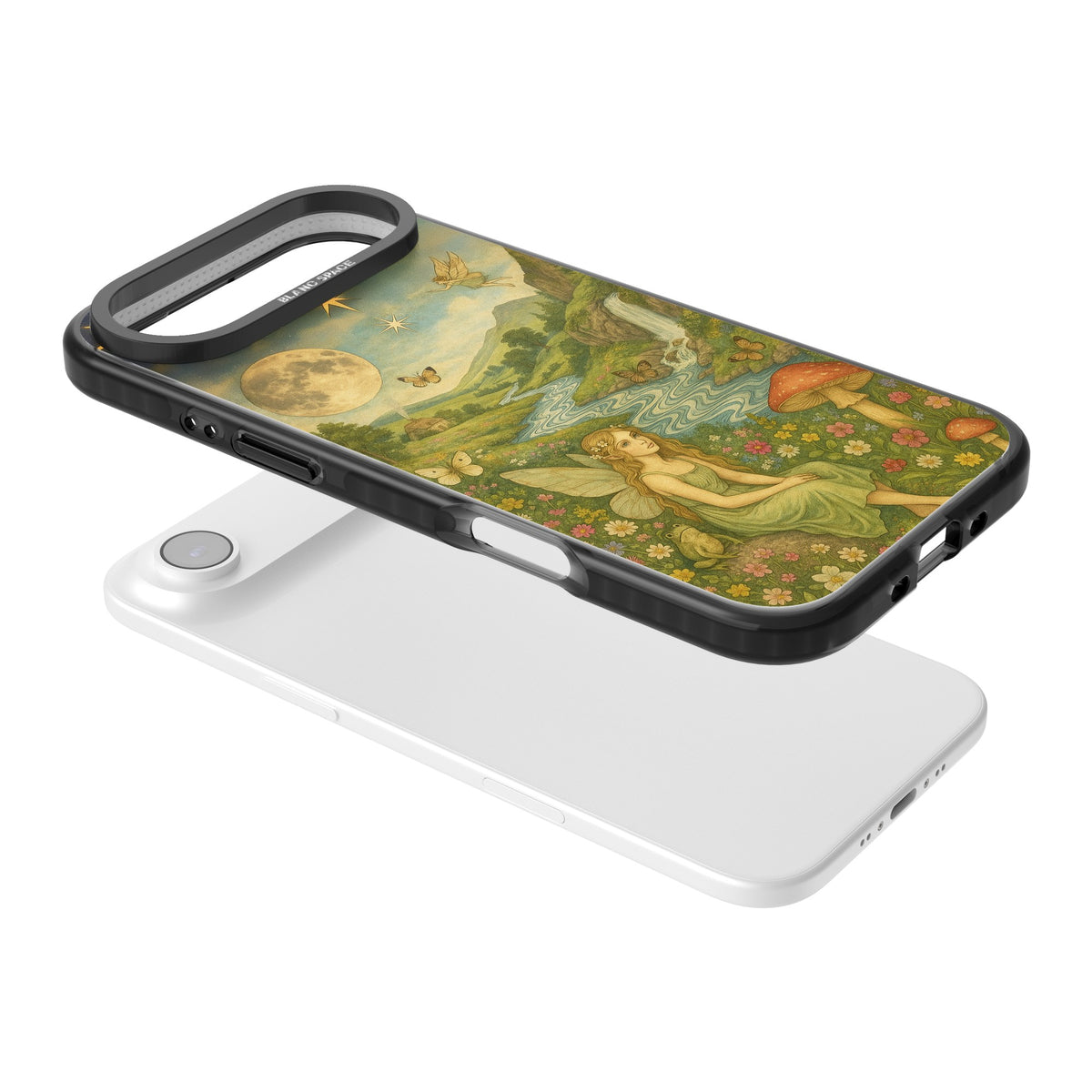 Nature Fairy iPhone Air Impact Black Phone Case angled