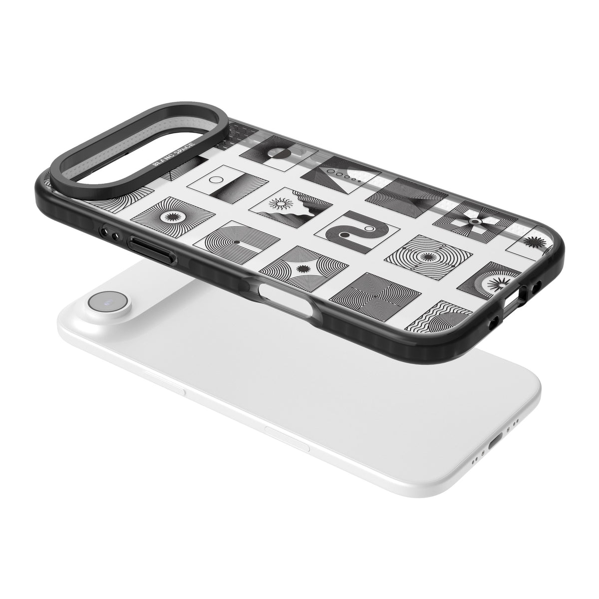 Abstract Geometric iPhone Air Impact Black Phone Case angled