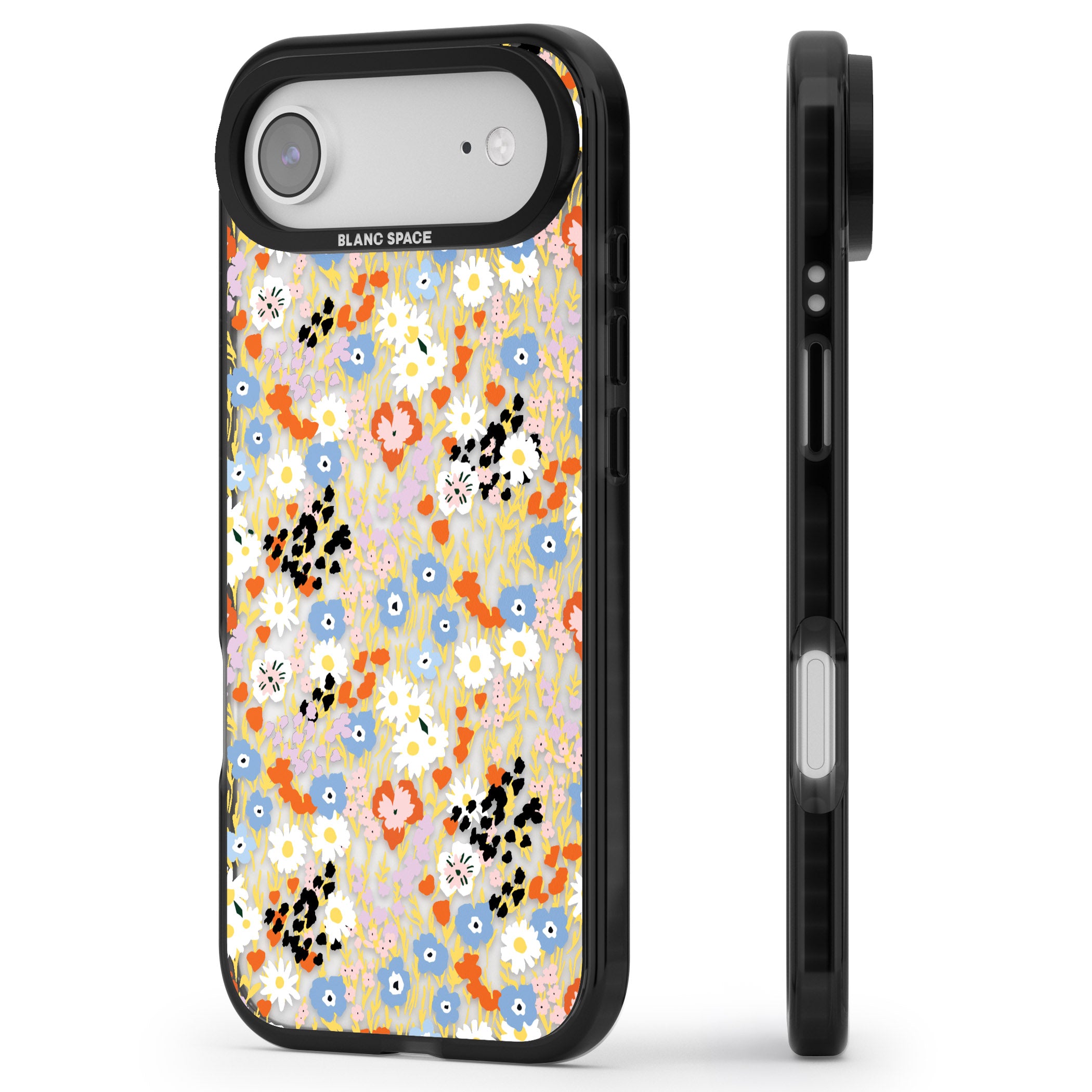 Floral Delight: Vibrant Blooms iPhone 17 Air Impact Black Phone Case Side Profile