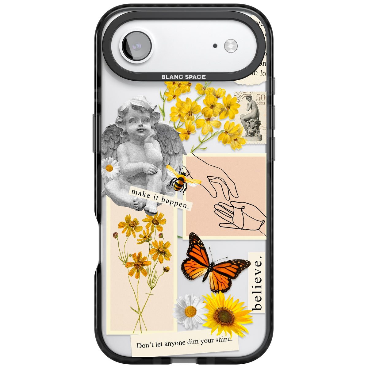 Yellow Wildflower Collage iPhone Air Impact Black Phone Case front