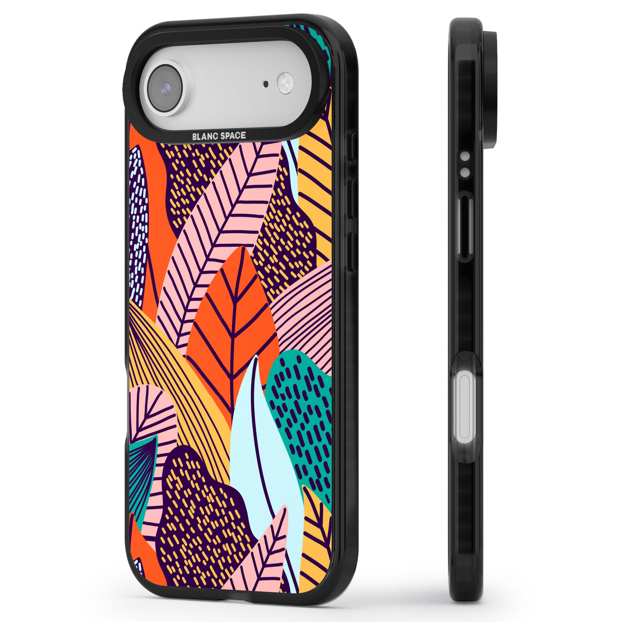 Abstract Leaves iPhone 17 Air Impact Black Phone Case Side Profile
