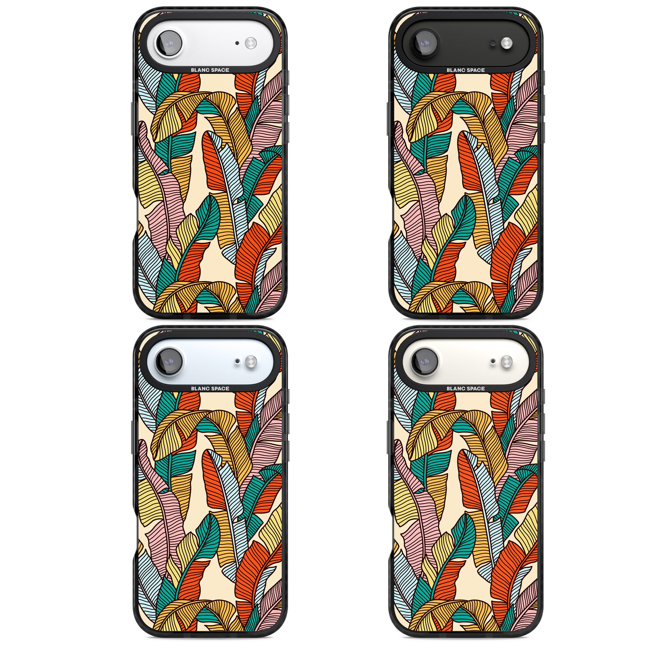 Pastel Palm Leaves iPhone 17 Air Impact Black Phone Case APT Impact Protection