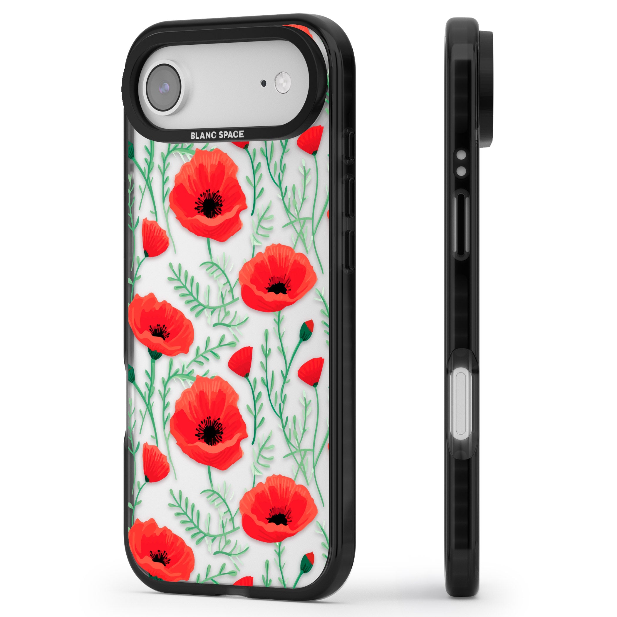 Poppy Garden iPhone 17 Air Impact Black Phone Case Side Profile