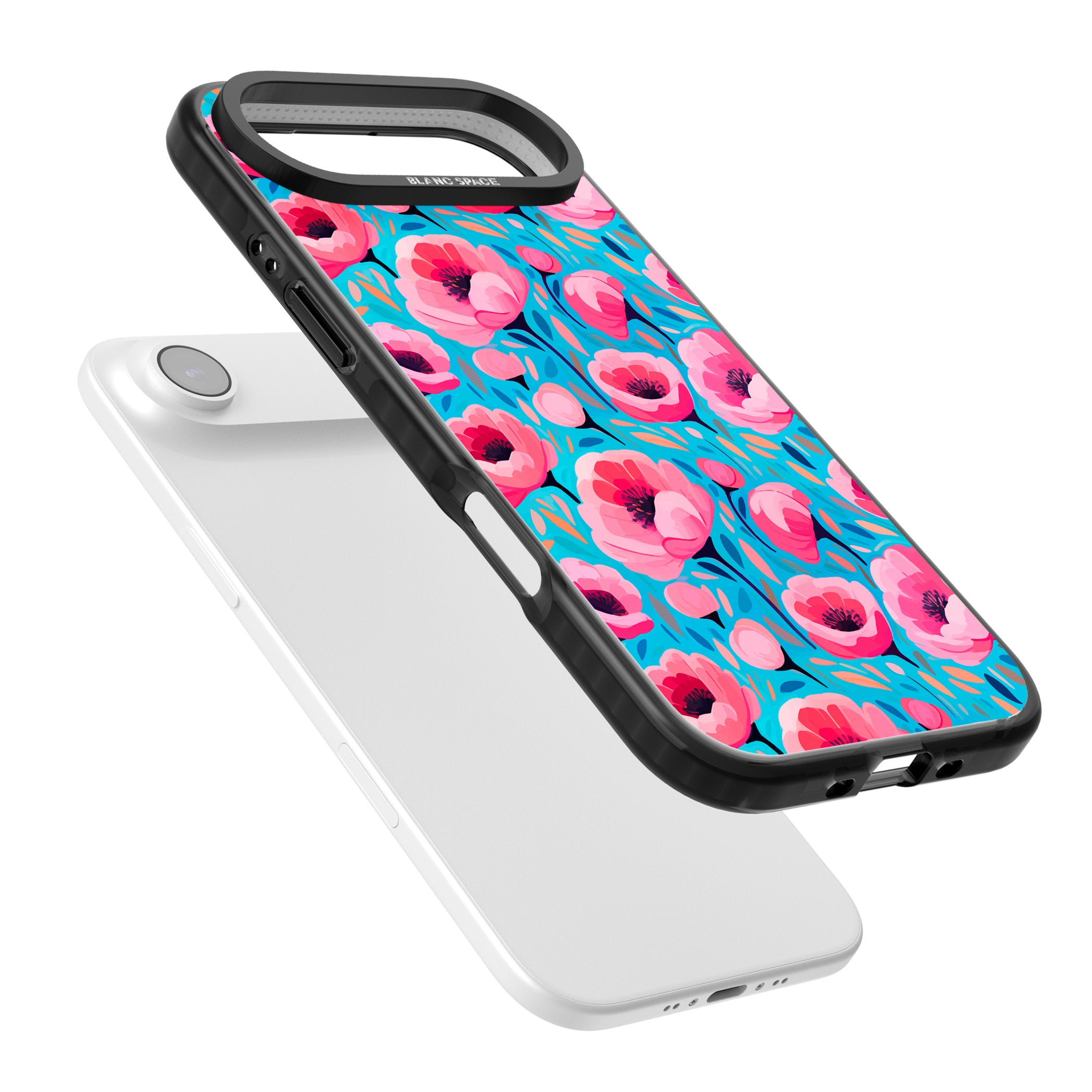 Tropical Pink Poppies iPhone 17 Air Impact Black Phone Case Colours