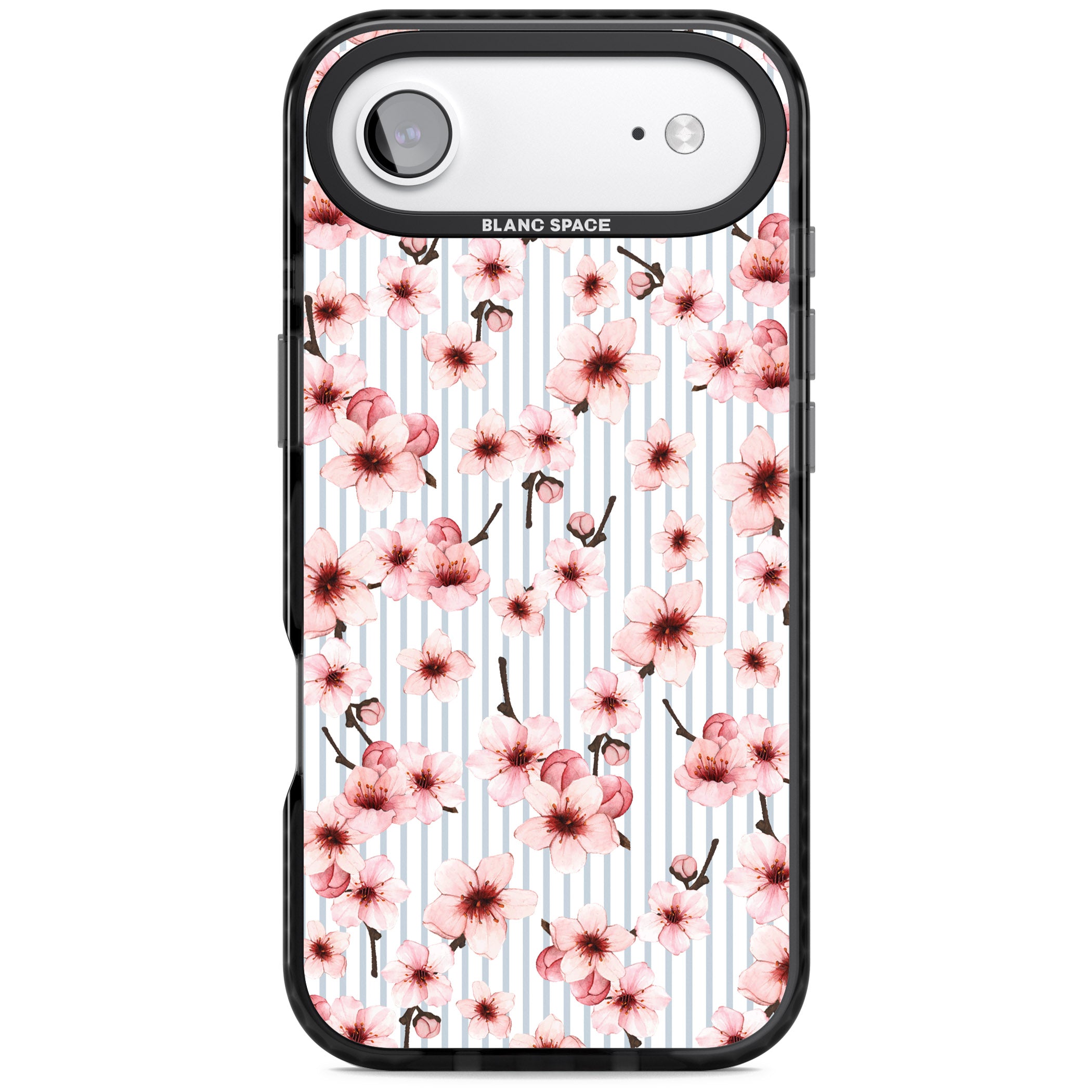 Cherry Blossoms Striped iPhone 17 Air Impact Black Phone Case