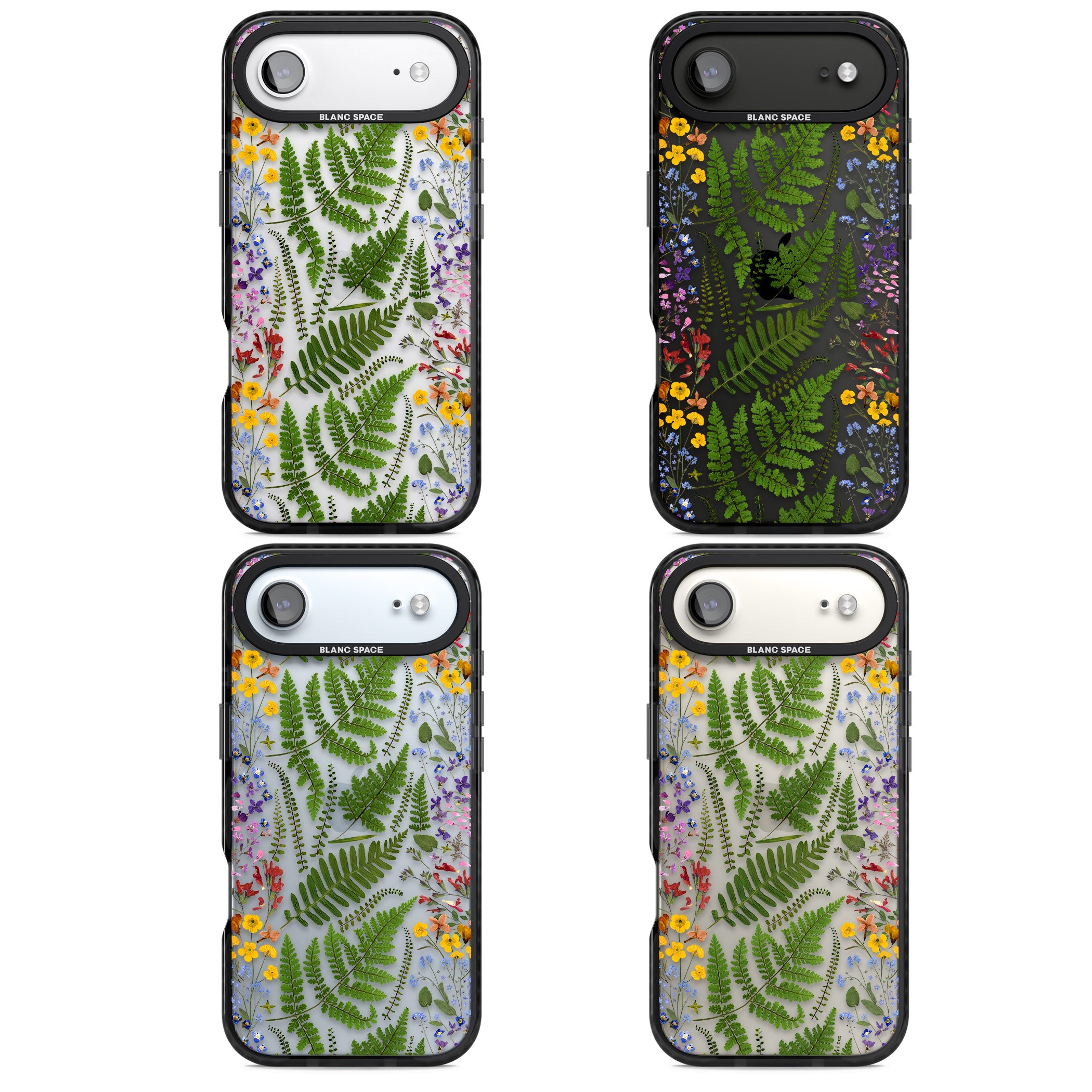 Botanical Fern & Floral iPhone 17 Air Impact Black Phone Case APT Impact Protection