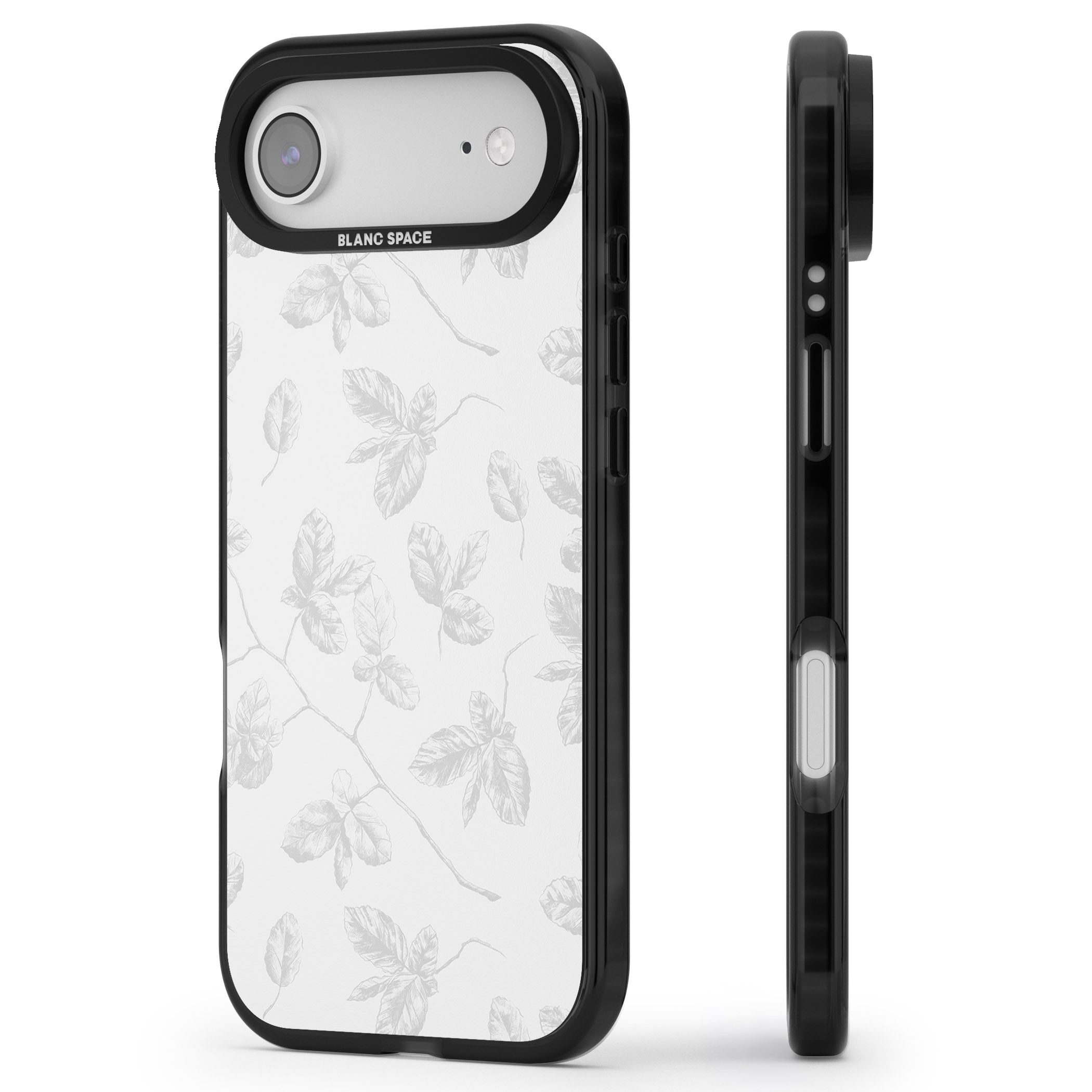 Grey Vine Botanical iPhone 17 Air Impact Black Phone Case Side Profile