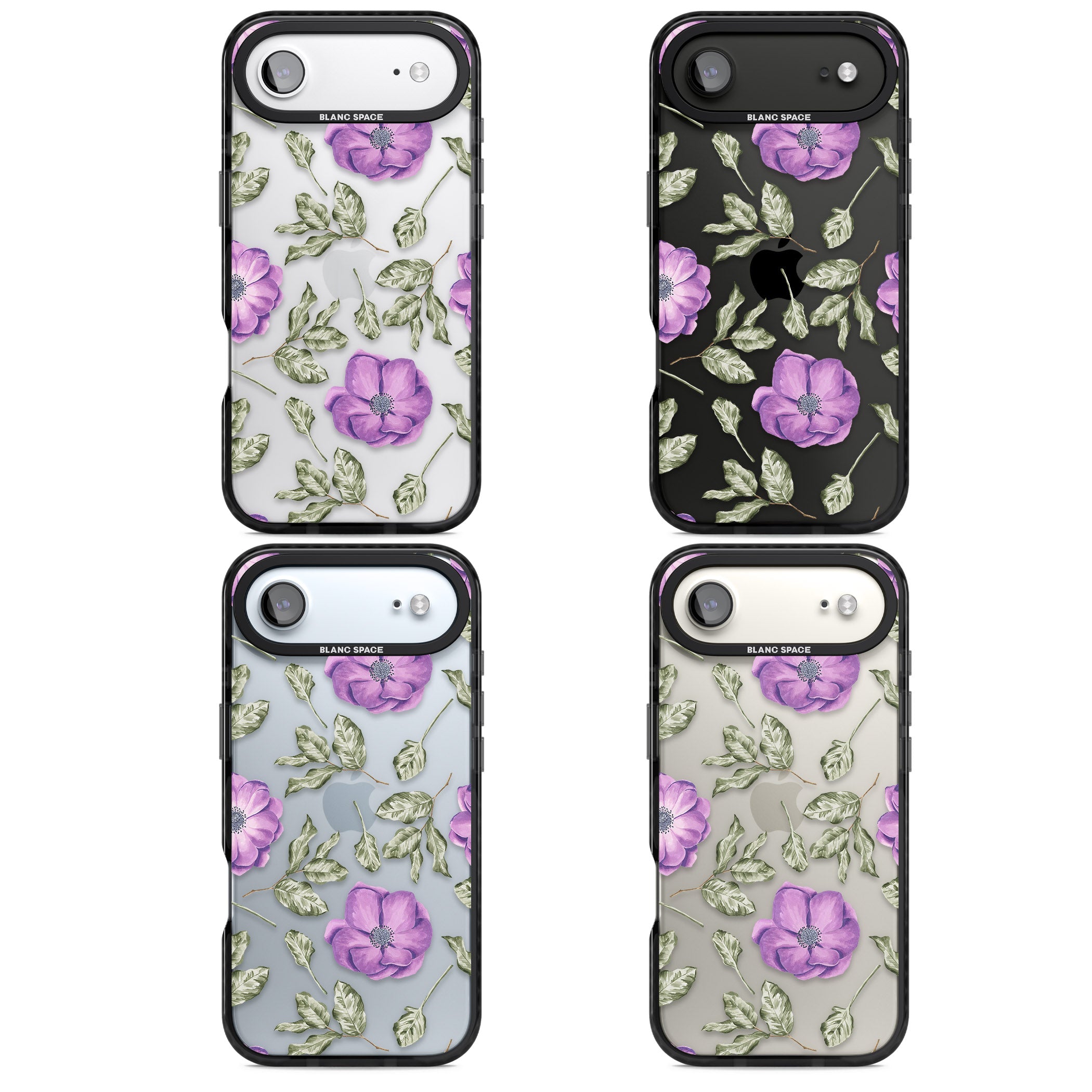 Purple Bloom Floral iPhone 17 Air Impact Black Phone Case APT Impact Protection