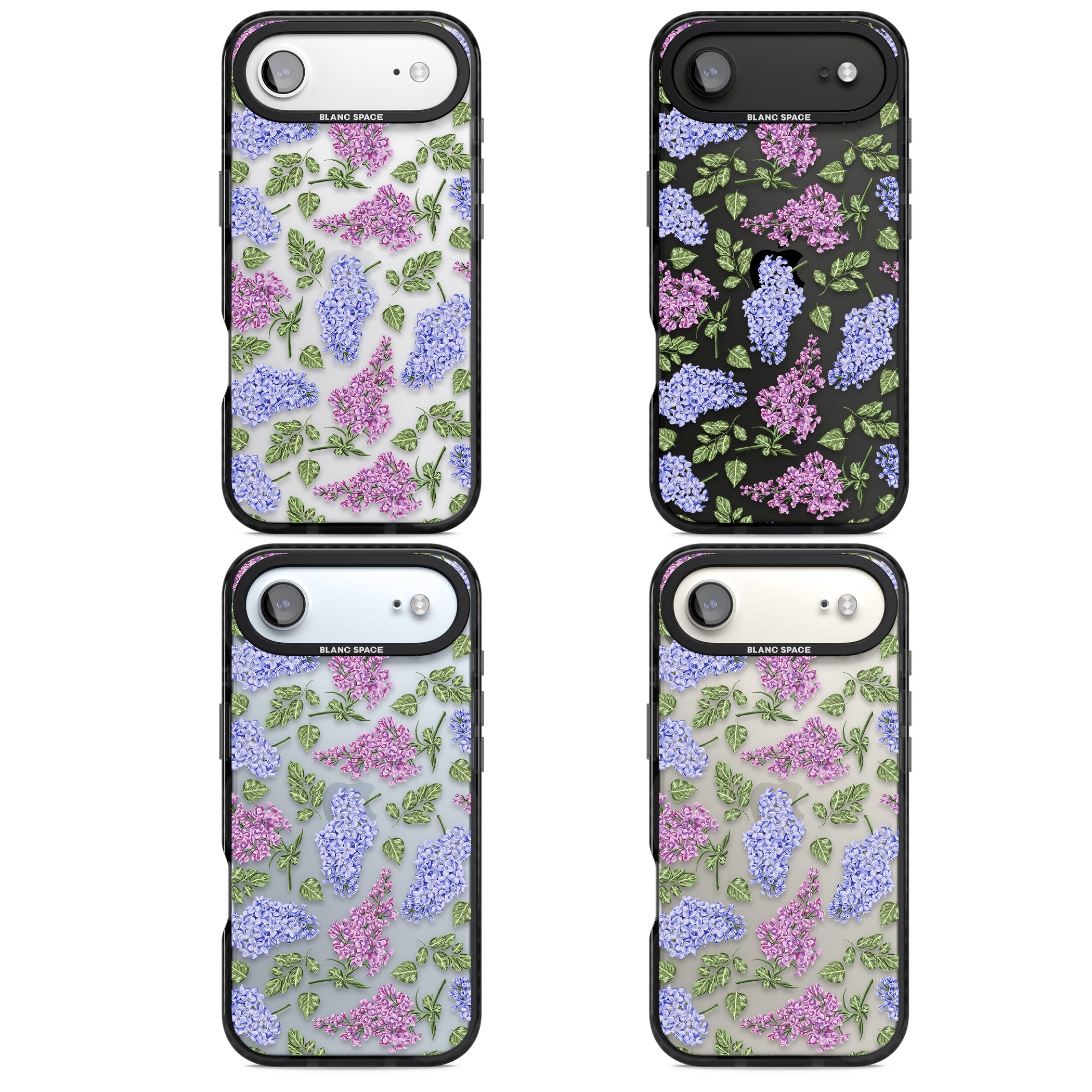 Purple Blossoms Transparent Floral iPhone 17 Air Impact Black Phone Case APT Impact Protection