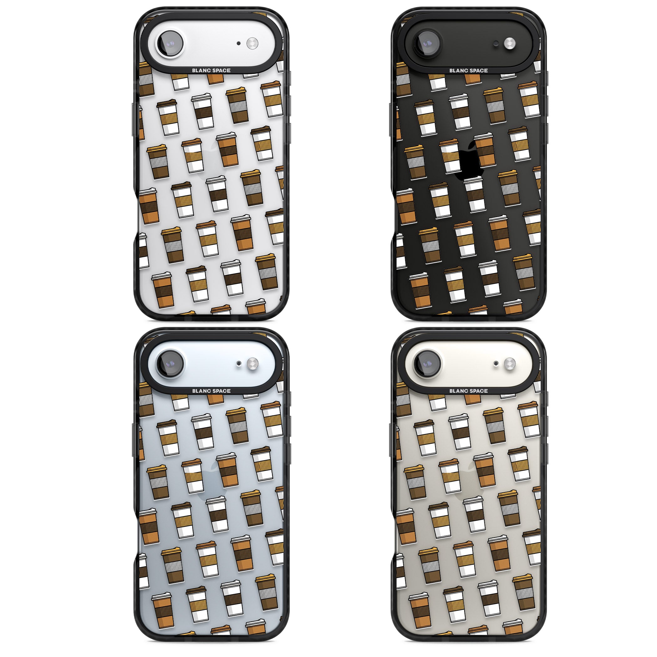 Coffee Cup Pattern iPhone 17 Air Impact Black Phone Case APT Impact Protection