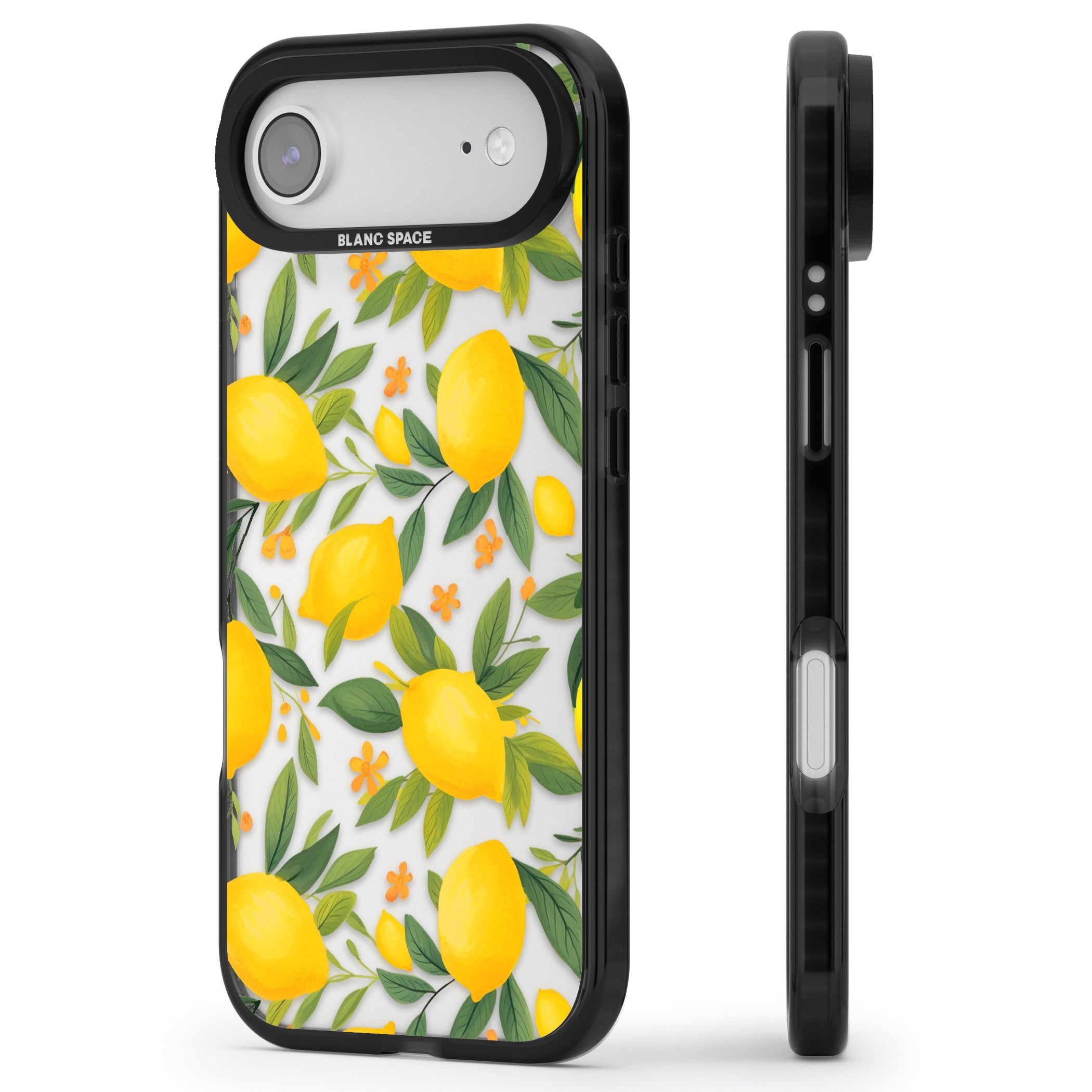 Lemon Pattern iPhone 17 Air Impact Black Phone Case Side Profile