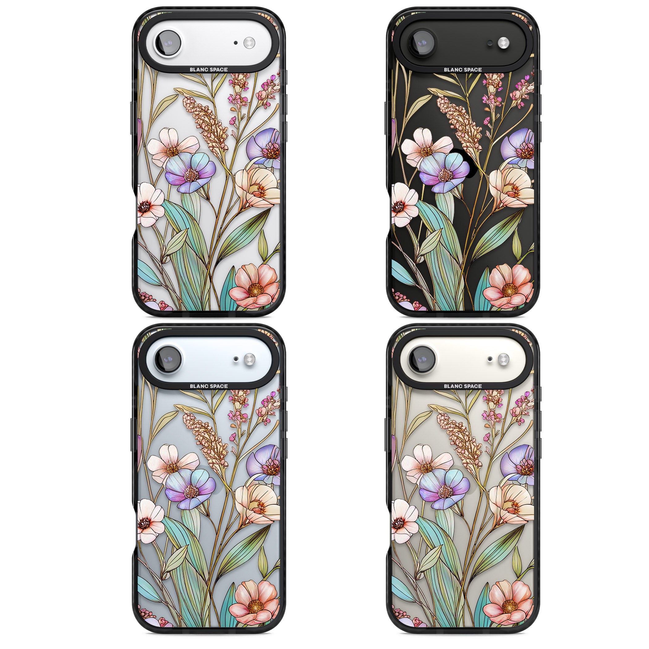 Glass Summer Flowers iPhone 17 Air Impact Black Phone Case APT Impact Protection