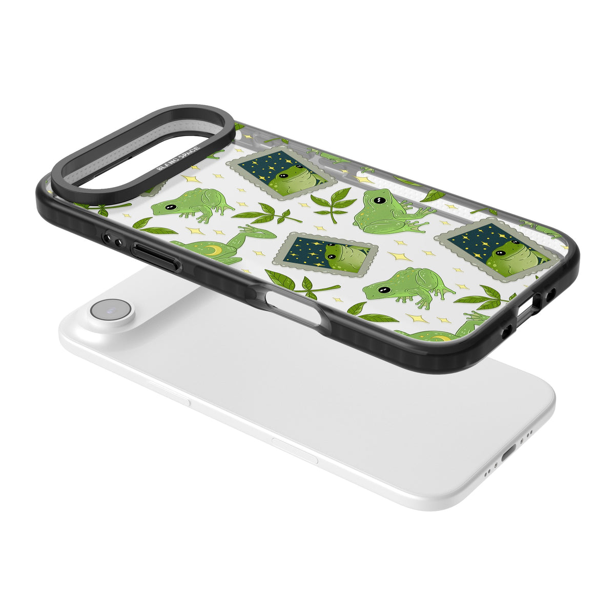 Starry Frog Stamps iPhone Air Impact Black Phone Case angled