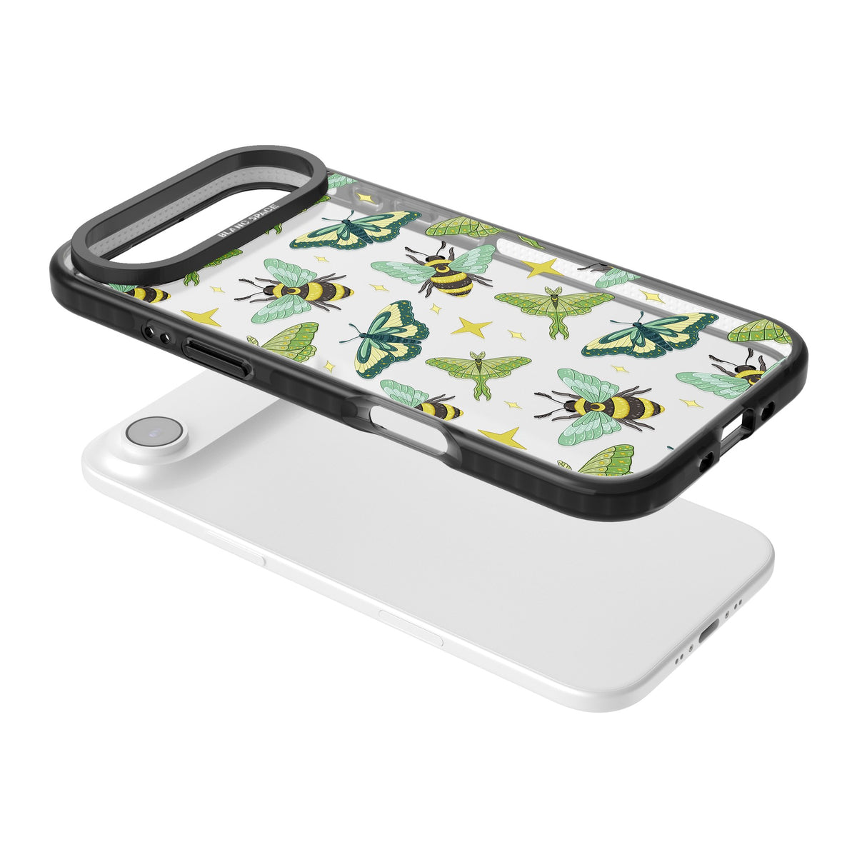Bees and Moths iPhone Air Impact Black Phone Case angled