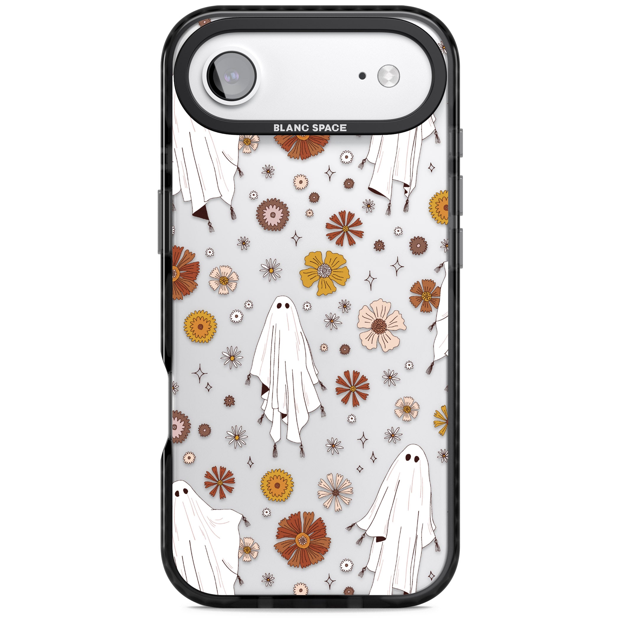 Halloween Ghosts And Flowers iPhone 17 Air Impact Black Phone Case