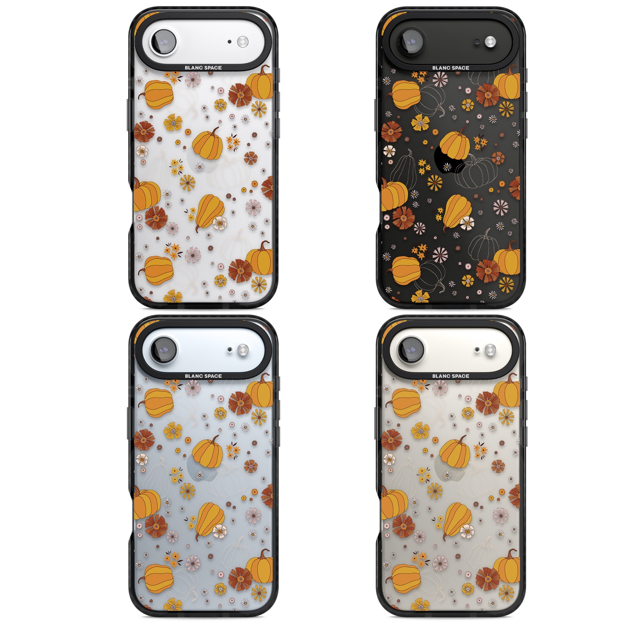 Halloween Pumpkins And Flowers iPhone 17 Air Impact Black Phone Case APT Impact Protection