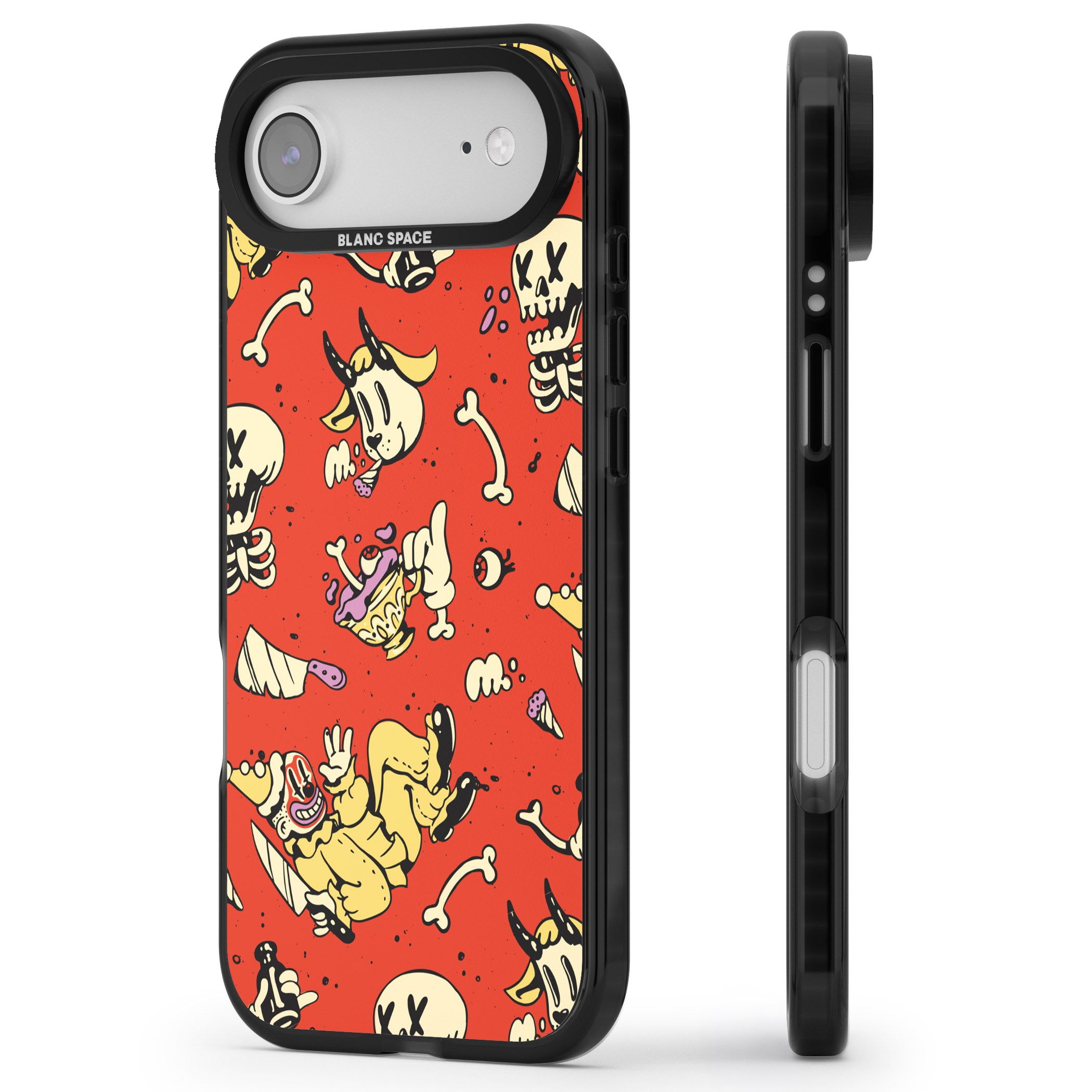 Red Retro Halloween Pattern iPhone 17 Air Impact Black Phone Case Side Profile