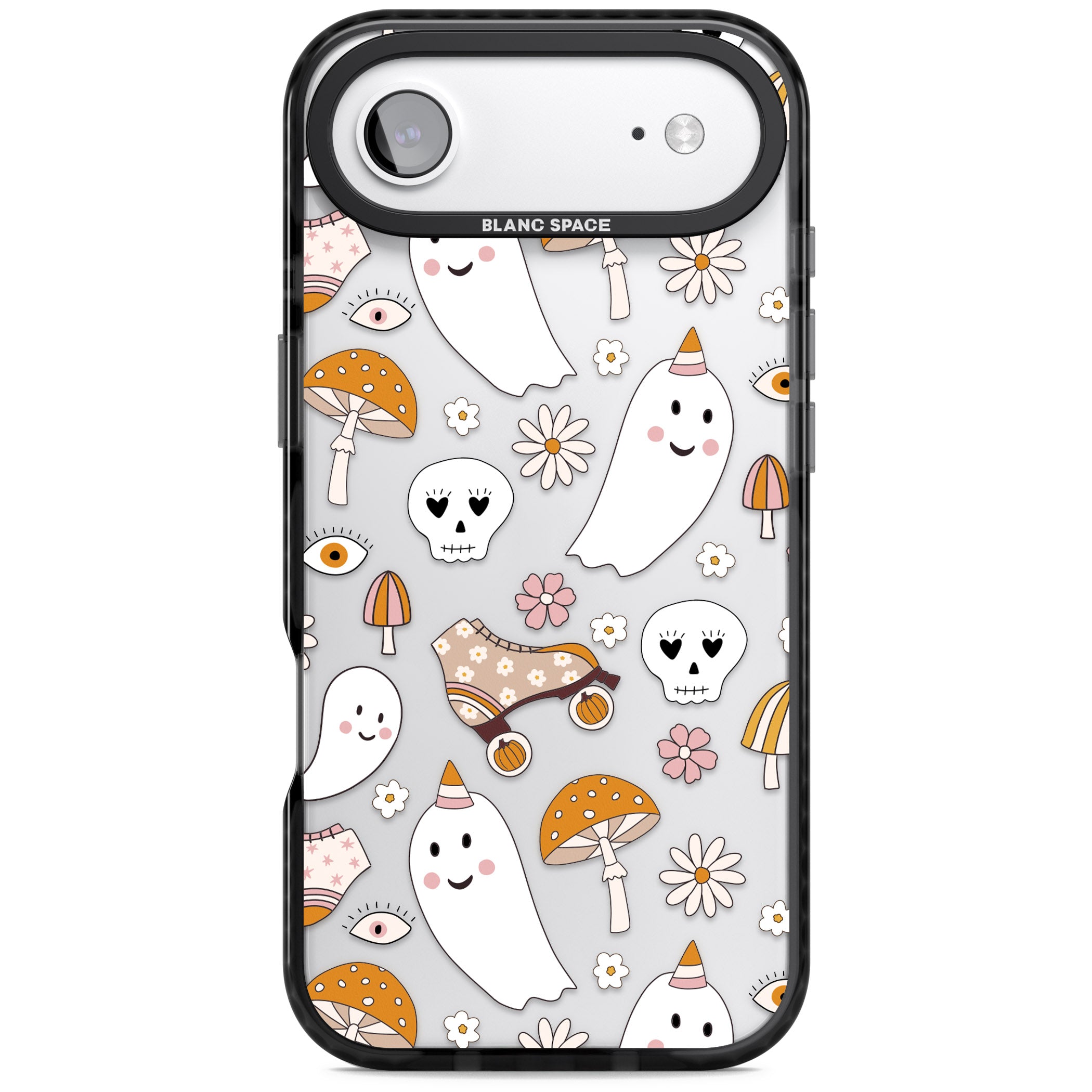 Cute Ghost And Skulls Pattern iPhone 17 Air Impact Black Phone Case