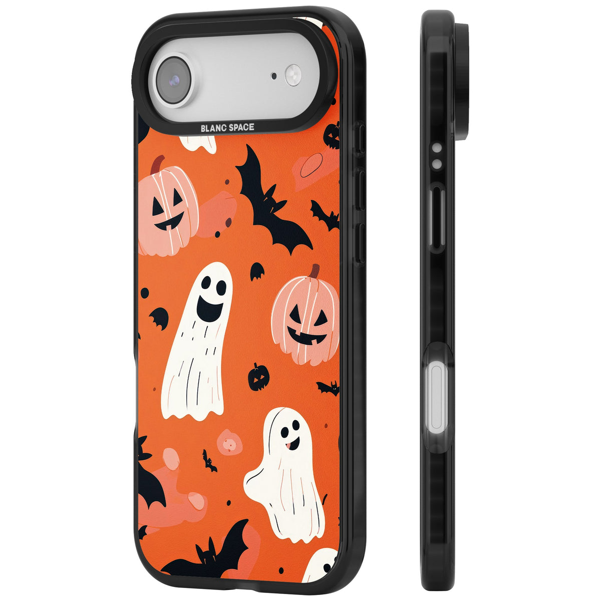 Orange Halloween Pattern iPhone Air Impact Black Phone Case side