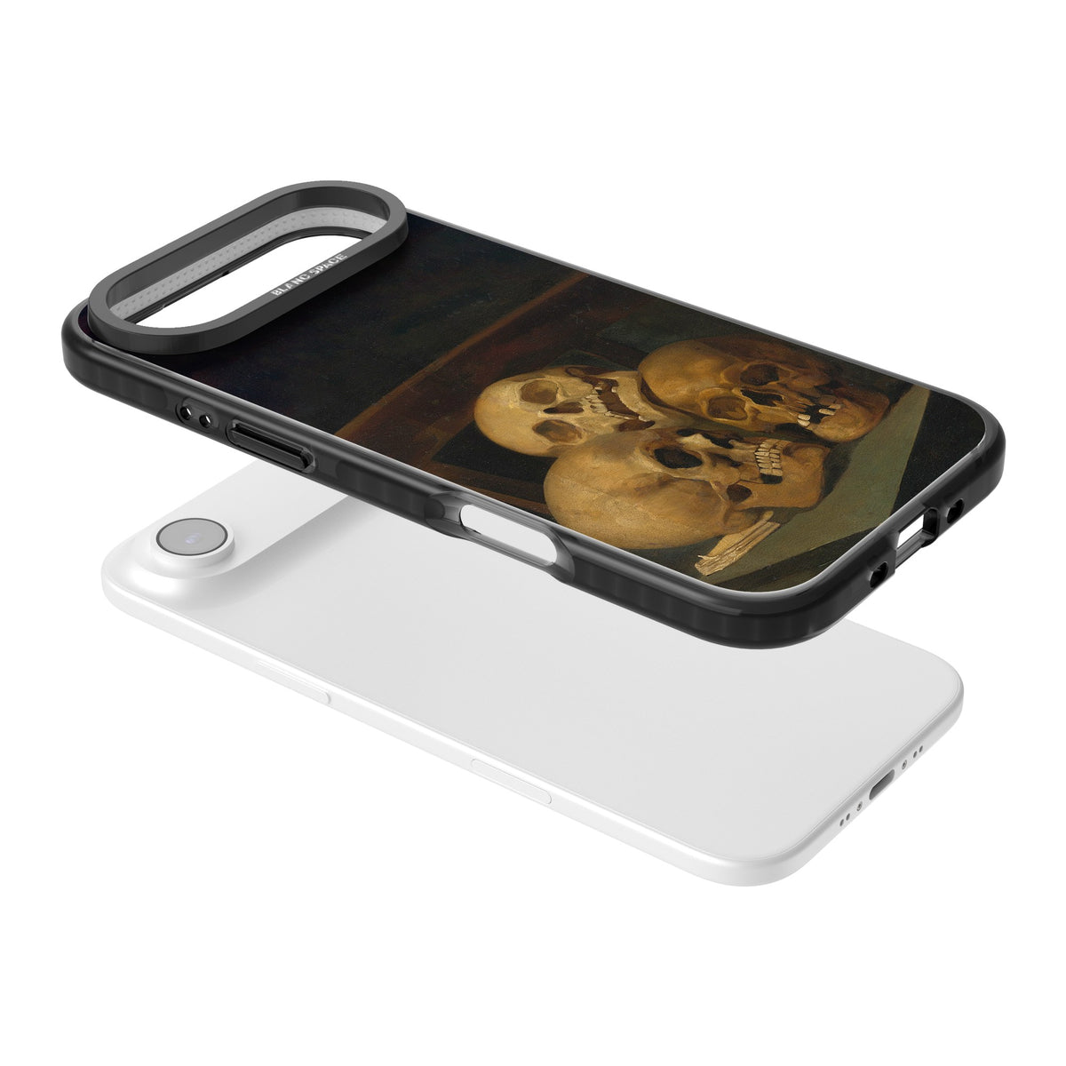 Still Life Of Three Skulls iPhone Air Impact Black Phone Case angled