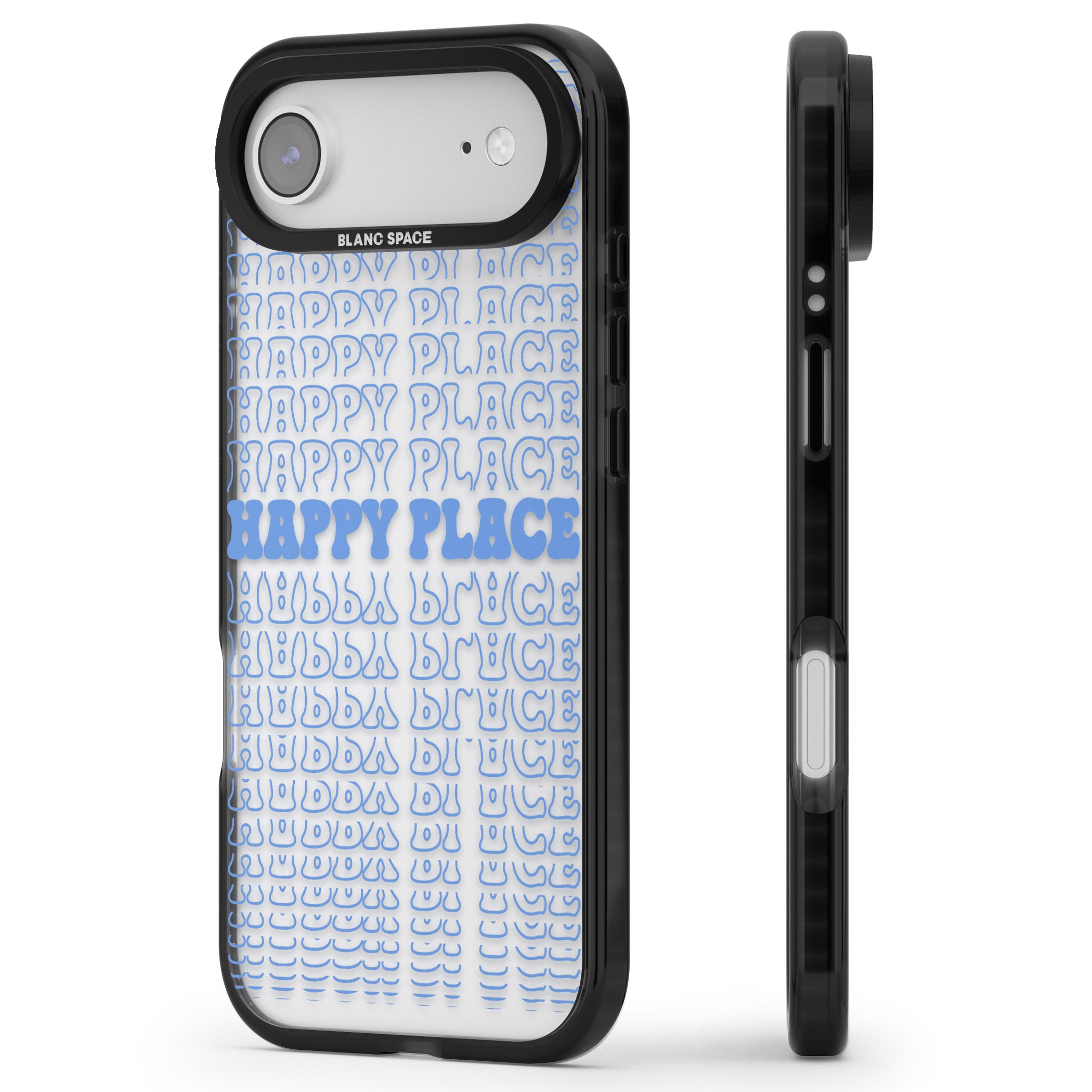Happy Place (Blue) iPhone 17 Air Impact Black Phone Case Side Profile